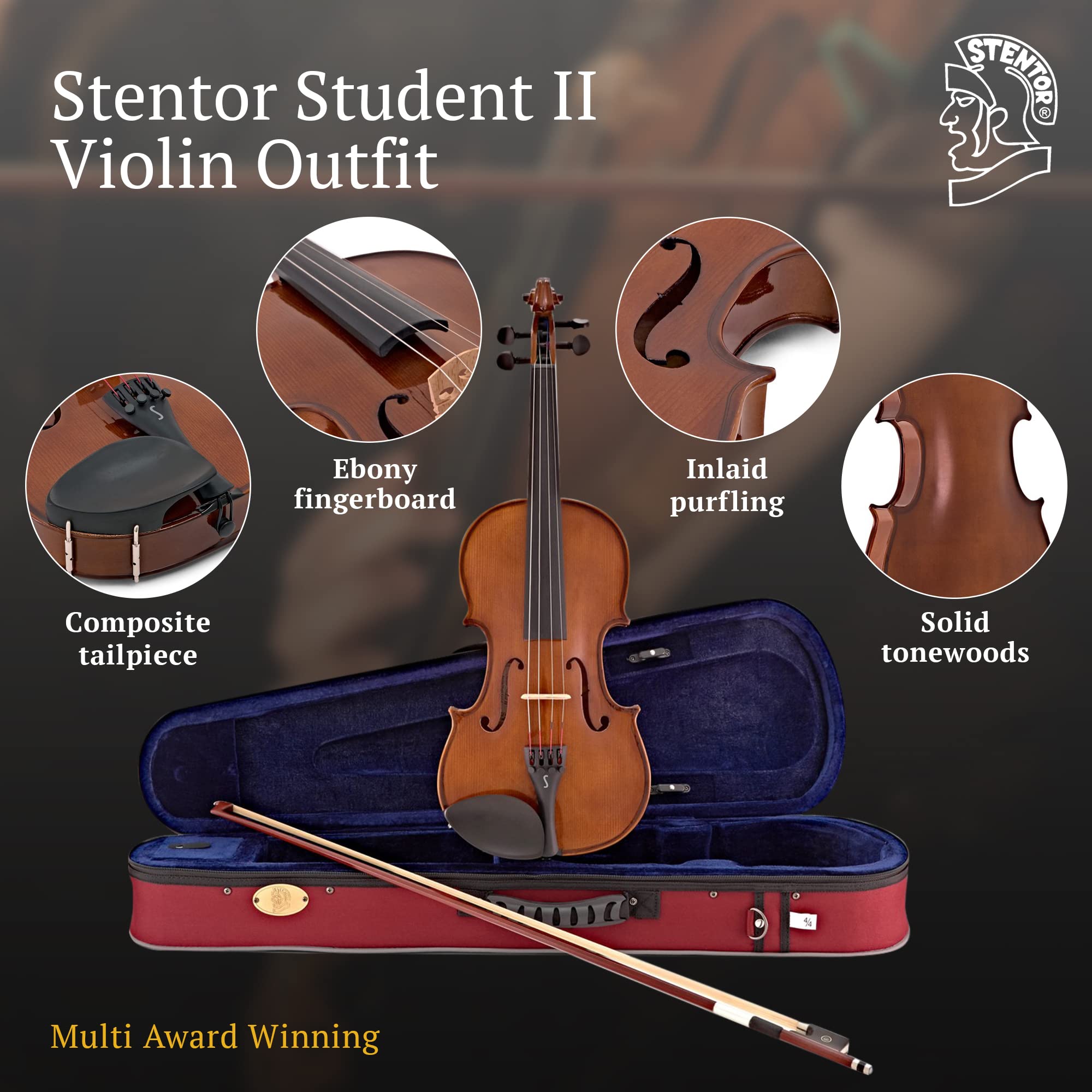 Stentor, 4 String Violin, Brown,Red (1500 4/4)