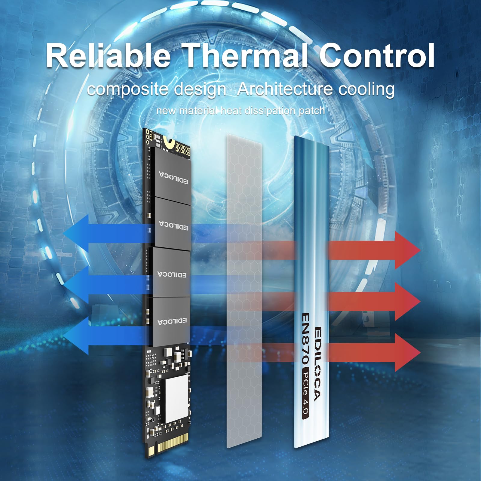 Ediloca En870 Ssd 4Tb Pcie Gen4, Up To 7450Mb/S, 3D Tlc Nand Flash, Nvme M.2 2280, Dynamic Slc Cache, Internal Solid State Drive