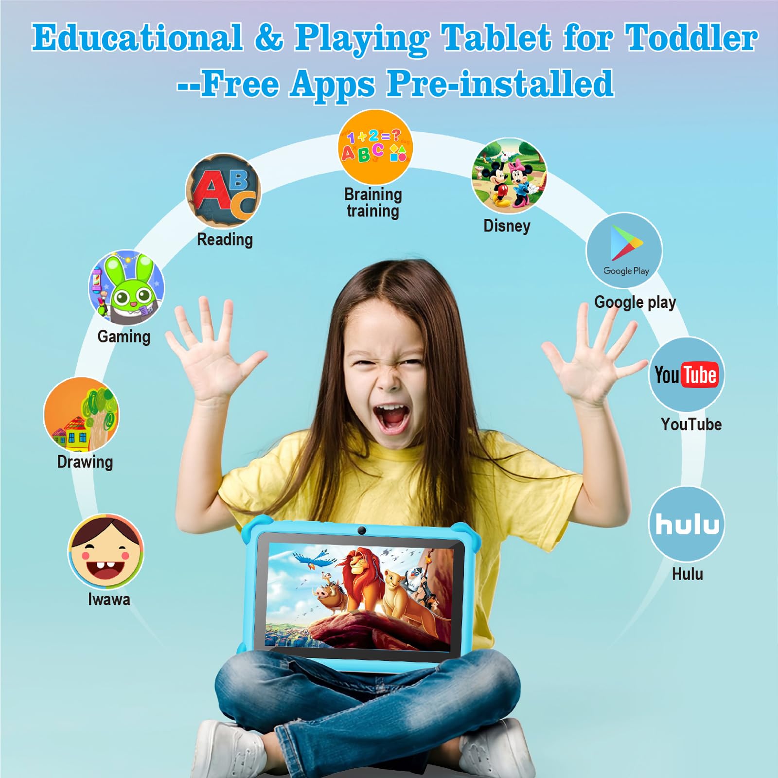 Kids Tablet, 7 Inch Toddler Tablet For Kids, 32Gb Toddler Tablet, Tablets For Kids With Case Included, Parental Control, Dual Ca