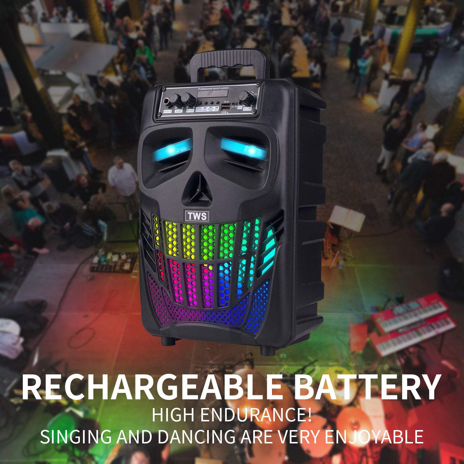 E I F E R Cool Skull Bluetooth Speakers, Portable Wireless Speaker, Compatible With Smartphones And Tablets, Suit For Home Garden Party