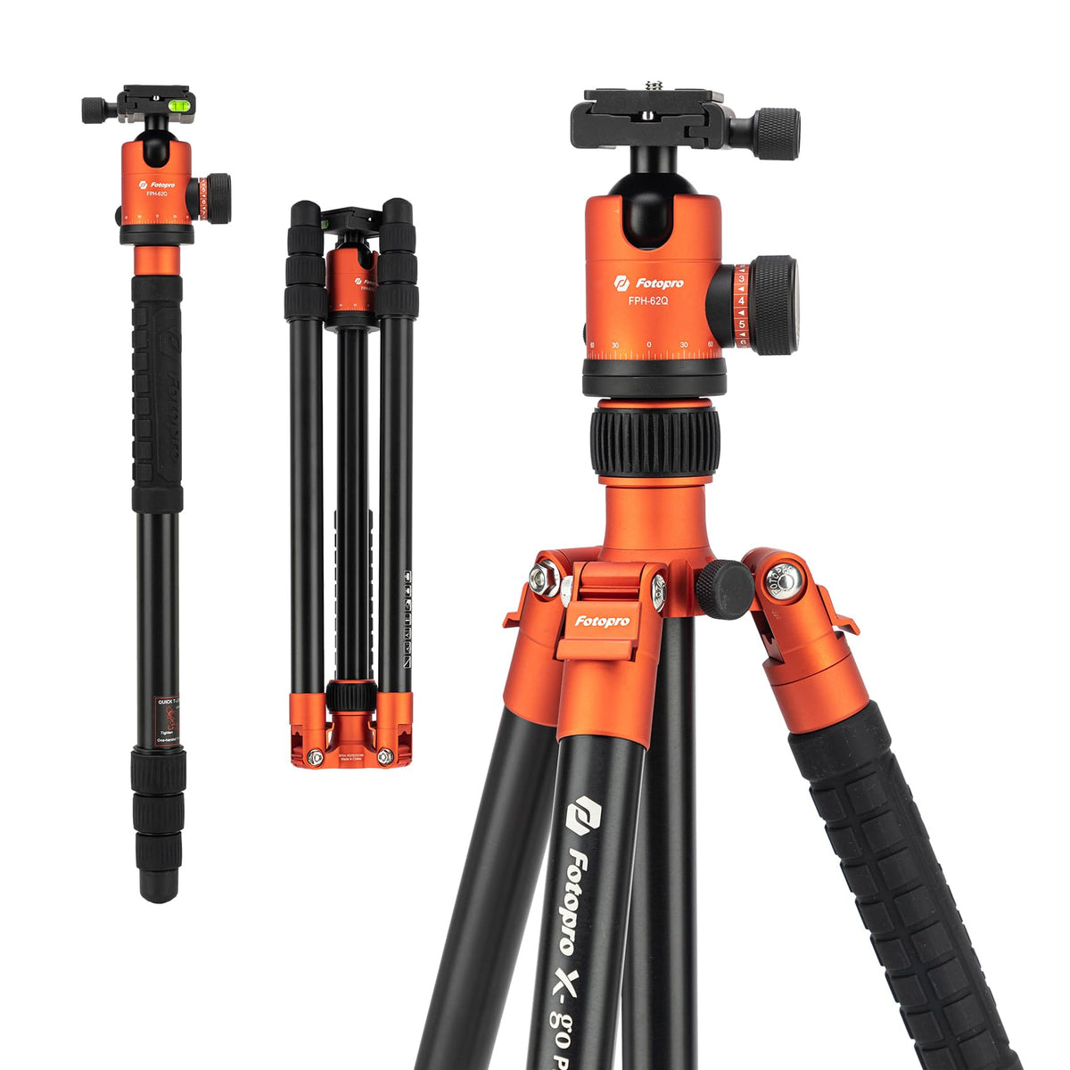 Fotopro 68'' Camera Tripod For Dslr, Heavy Duty Compact Travel Tripod With Ball Head, Detachable Monopod With Quick Release Plat