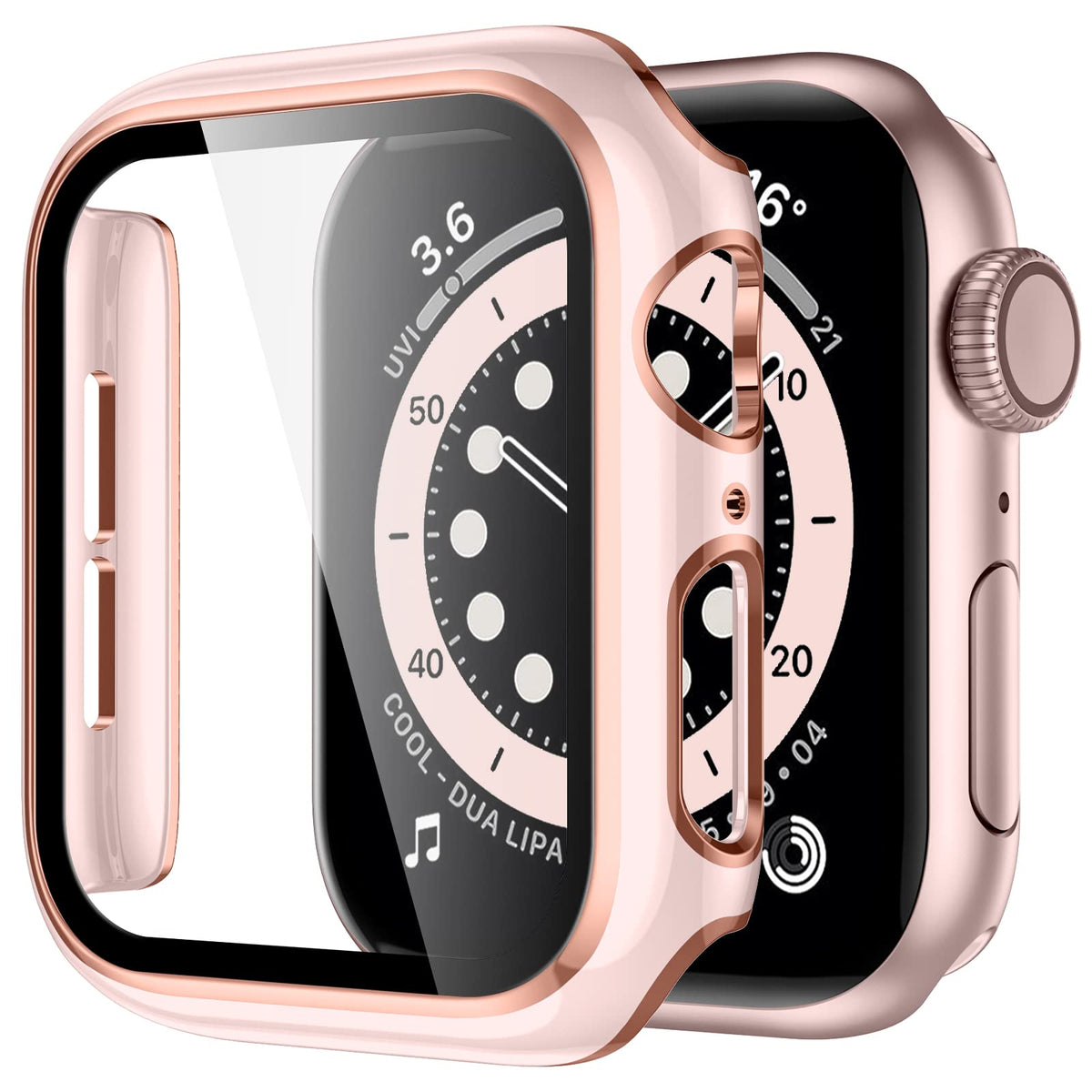 Geak Compatible For Apple Watch Case 40Mm Built In Screen Protector, Full Coverage Hard Pc Cover With Rose Gold Edge Iwatch Prot