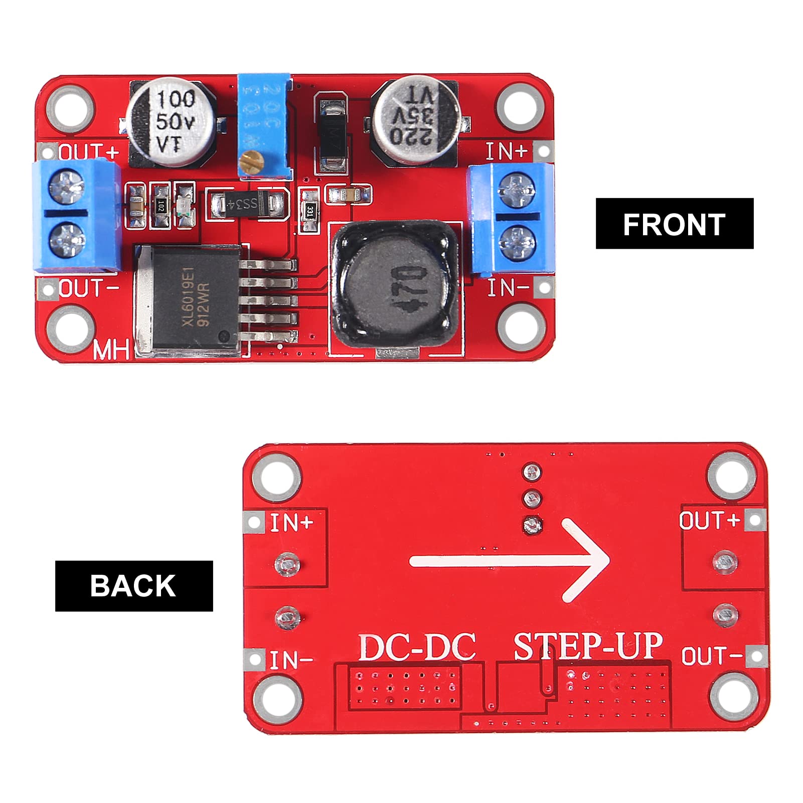 Dweii 4Pcs Xl6019 5A High Power Current Dc To Dc Step Up 5V 6V 12V 24V 3 35V To 5 40V Converter Adjustable Voltage Regulator Pow