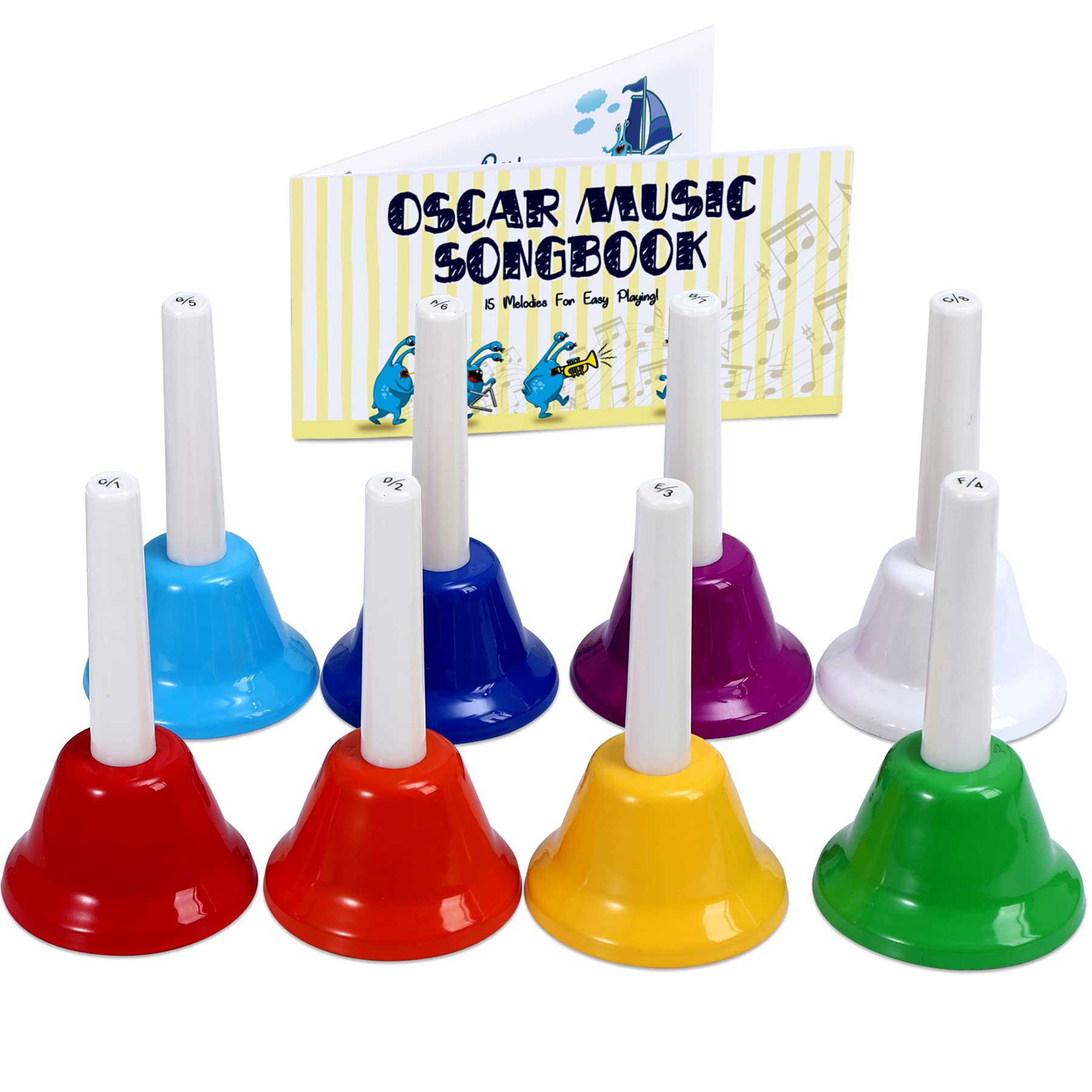 Miniartis Hand Bells For Kids | Educational Music Toys For Toddlers 8 Notes Colorful Handbells Set | Kids Musical Instrument Wit