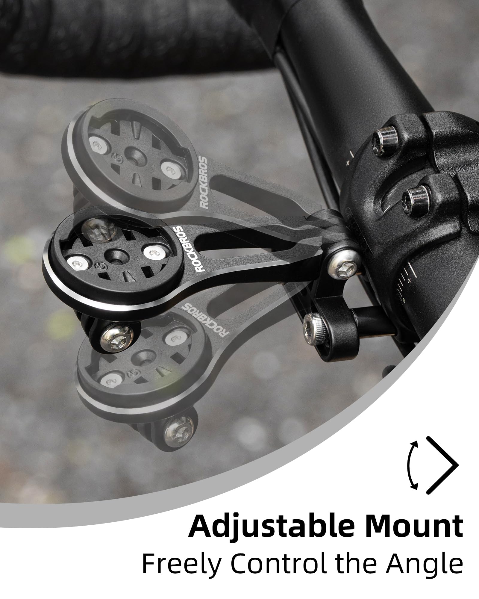 Rockbros Out Front Bike Computer Mount Mini Bike Computer Mount Aluminum Integrated Bicycle Computer Mount Cycling Computer Mount Compatible With Garmin, Bryton, Go Pro
