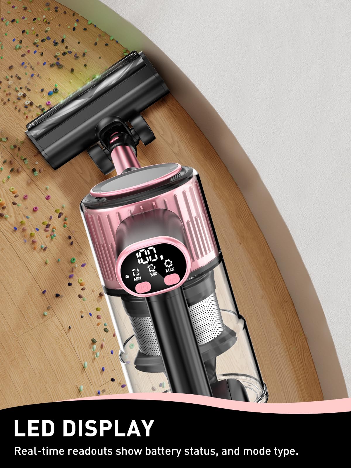 Vicease Cordless Vacuum Cleaner, 8 In 1 Powerful Suction Lightweight Vacuum Cleaner For Home, Led Display, 3 Suction Modes, 45Mi