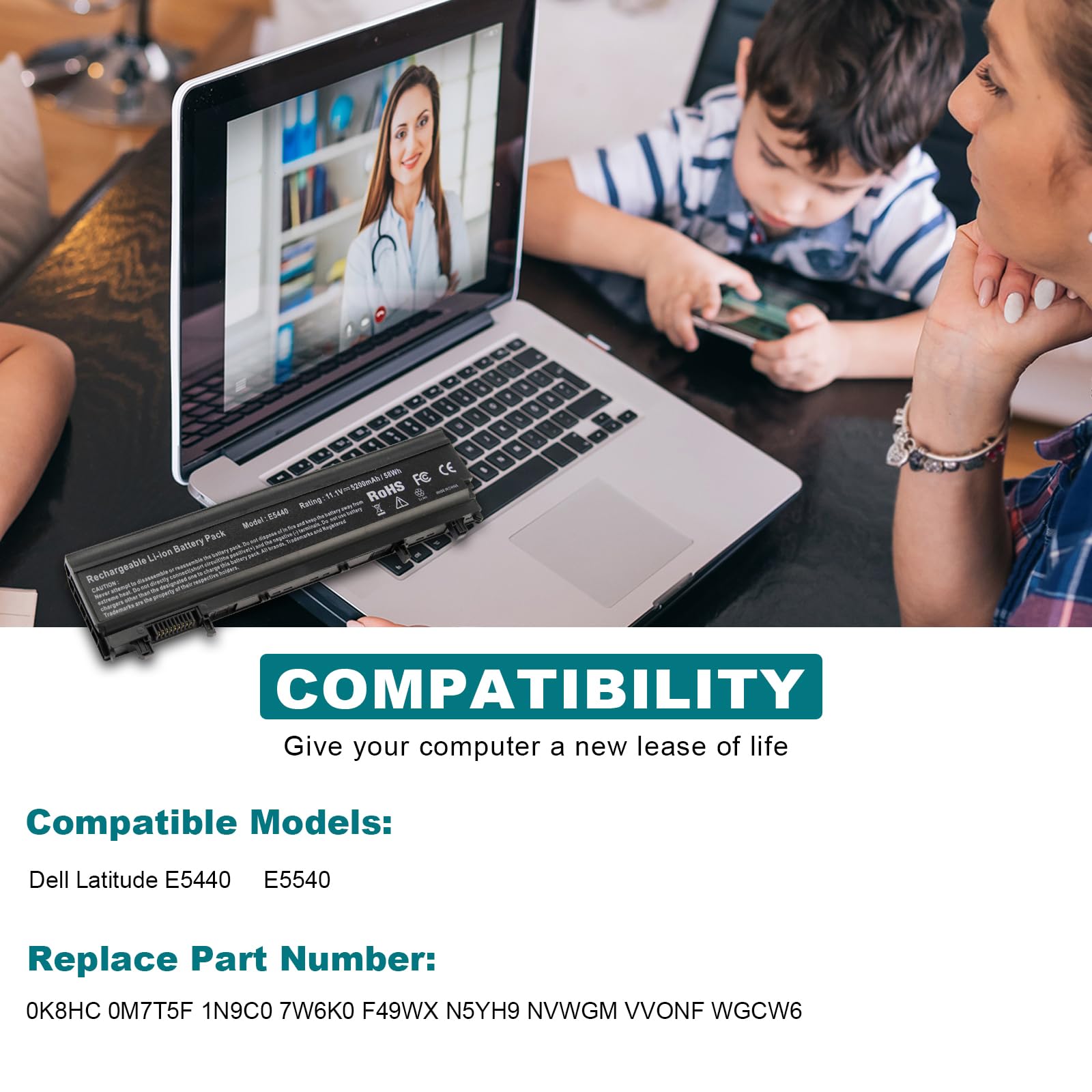 Tree.Nb Laptop Battery For Dell Latitude 14 15 5000 E5440 E5540 Series M7T5F Vv0Nf Ft6D9 3K7J7 5200Mah 11.1V Replacement