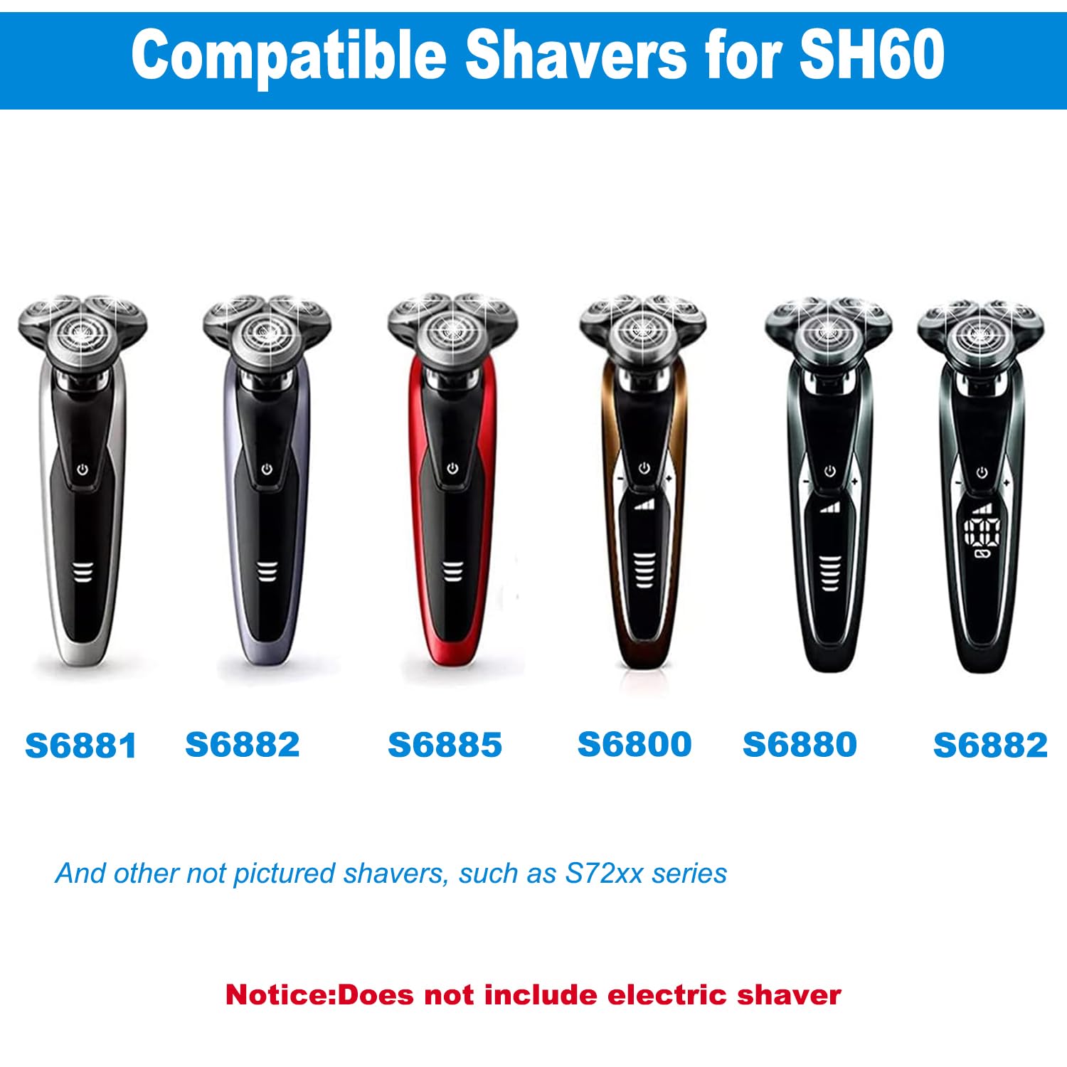 Sh60 Replacement Heads Compatible With Philips Norelco Series 6000 Replacement Blades, For Norelco 6000 Replacement Heads For Ph