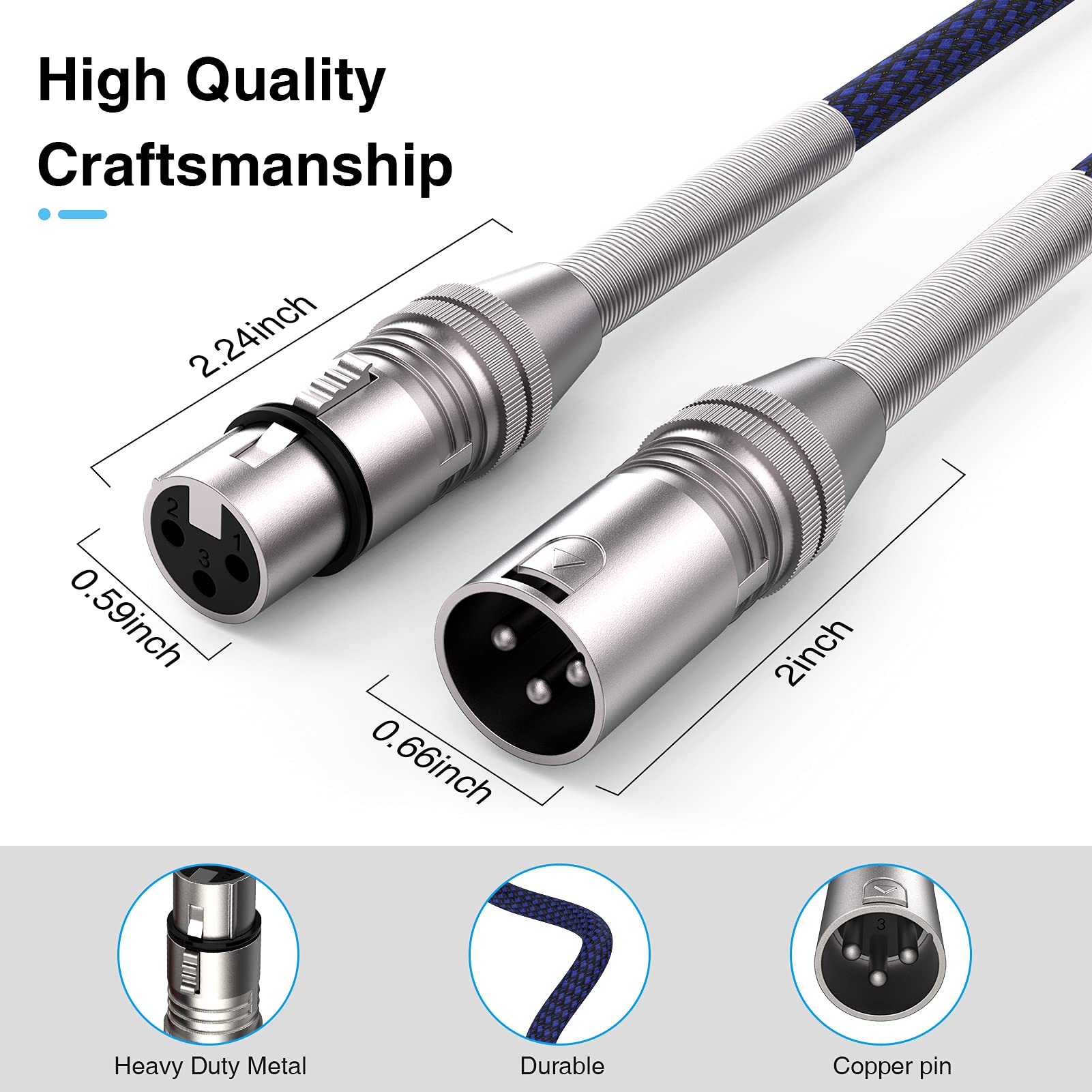 Ciwoda Xlr Cable 25Ft 10Pack, Multi-Color Heavy Duty Nylon Braided Xlr Male To Female, Microphone Cable 3 Pin Balanced Xlr Cable