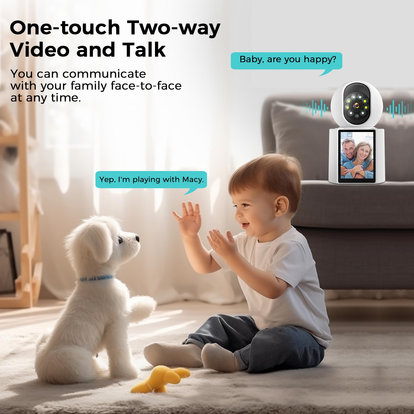 Gaiexce Video Call Security Camera, Indoor Camera For Home With App, 2K Full Color Night Vision, One Click Call Two Way Video, E