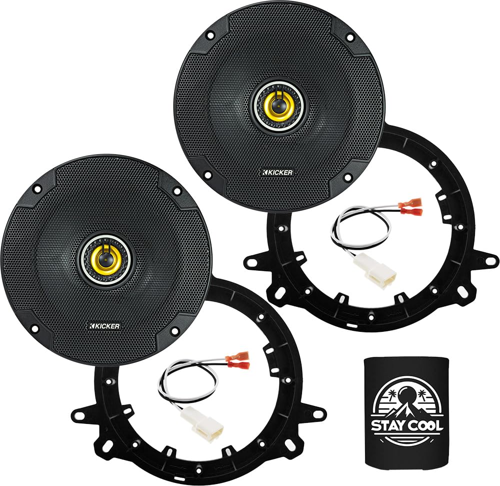KICKER Rear Door 6.5 Speakers Kit for Toyota Highlander 2014-2019 Upgrade Kit - Pair of CS Series 6 1/2 Inch Coaxial Speakers wi
