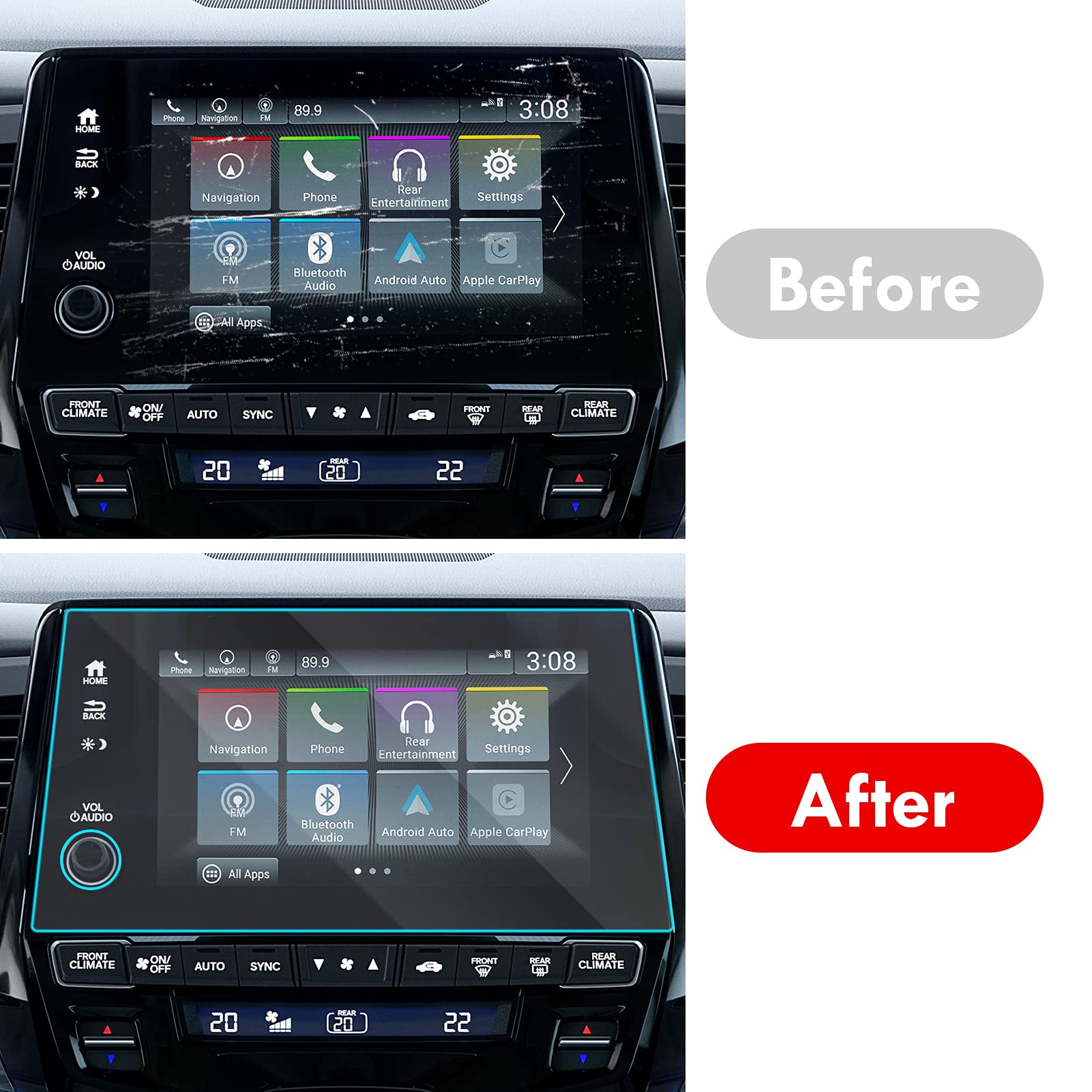 Moonlinks Compatible With 2018 2024 Honda Odyssey Screen Protector 8 Inch,Tempered Glass Touchscreen Protector Foil For 2024 2023 2022 2021 Odyssey Ex Ex L Touring,Car Navigation Screen Protective Film