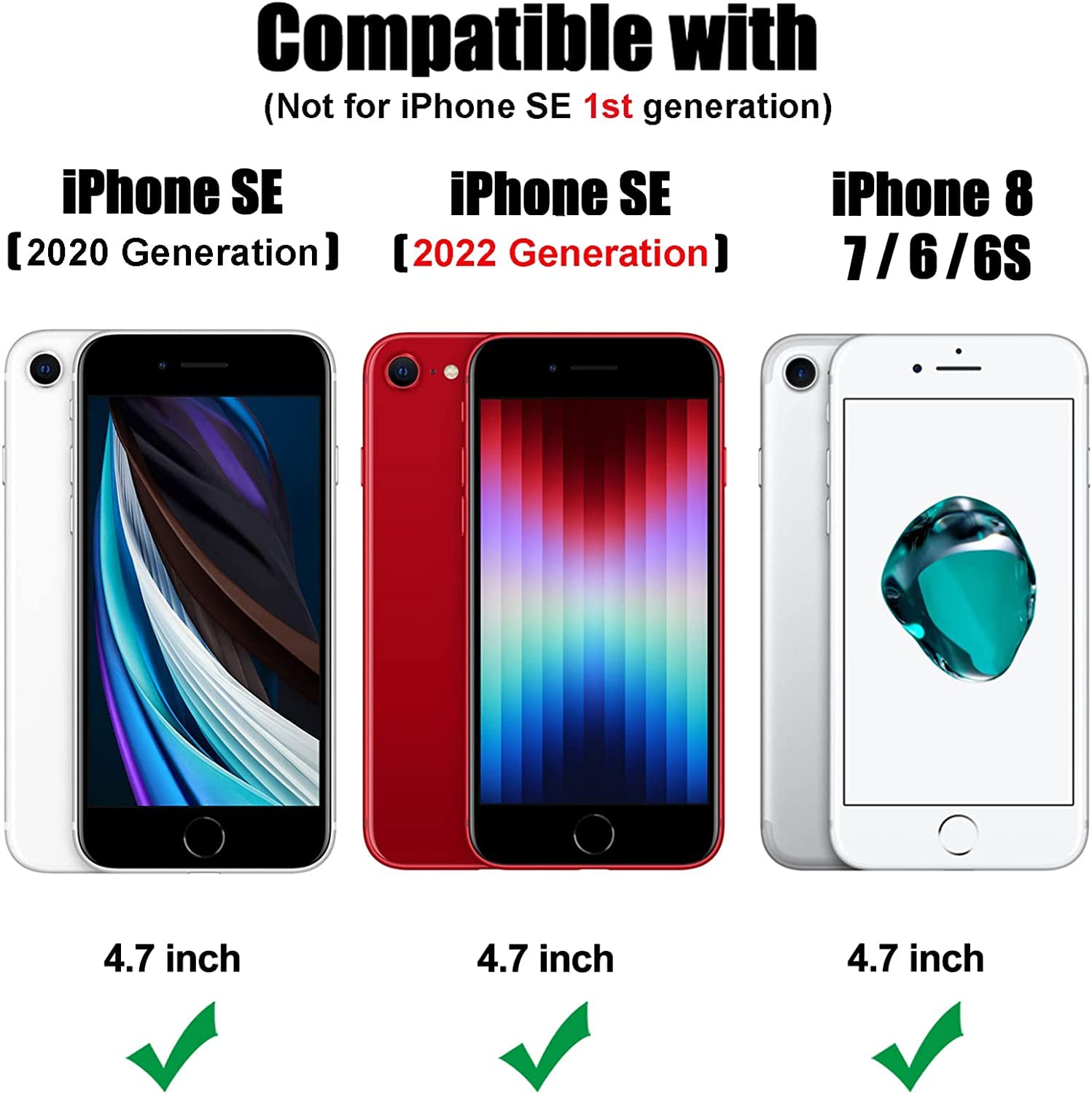 Ngb Compatible For Iphone 6 6S 7 8 Case, Iphone Se 3 2022/Iphone Se 2 2020 Case With Tempered Glass Screen Protector, Ring Holde