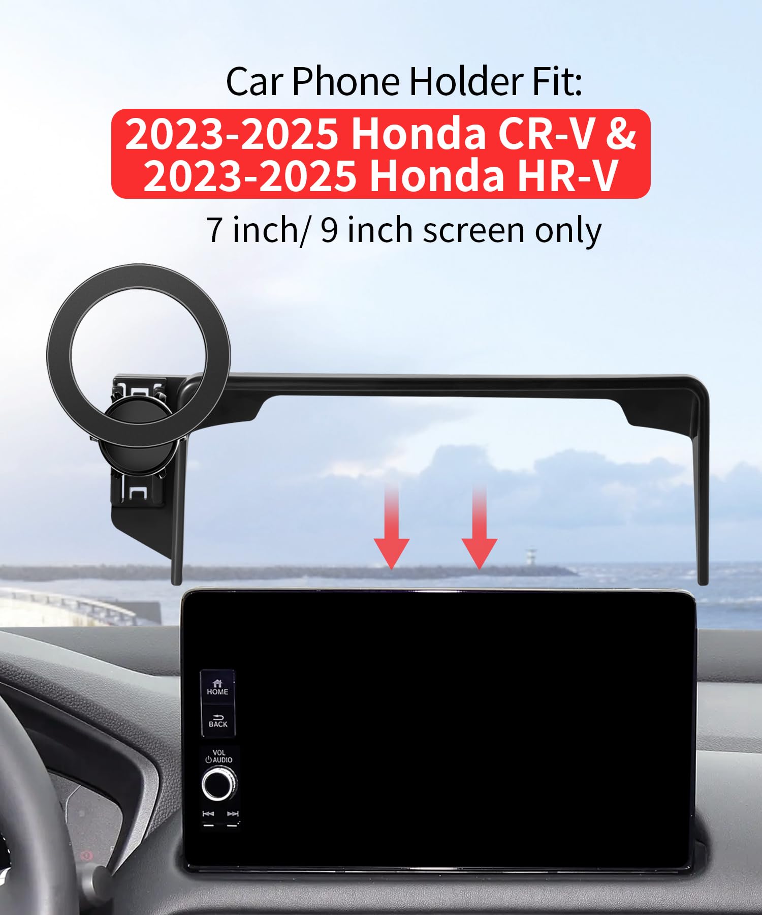 Maserweller Car Phone Holder For Honda Hr-V 2023-2025 Accessories/Cr-V 2023 2024 2025 Accessories 7/9-Inch Screen Fixed Clip, Ph
