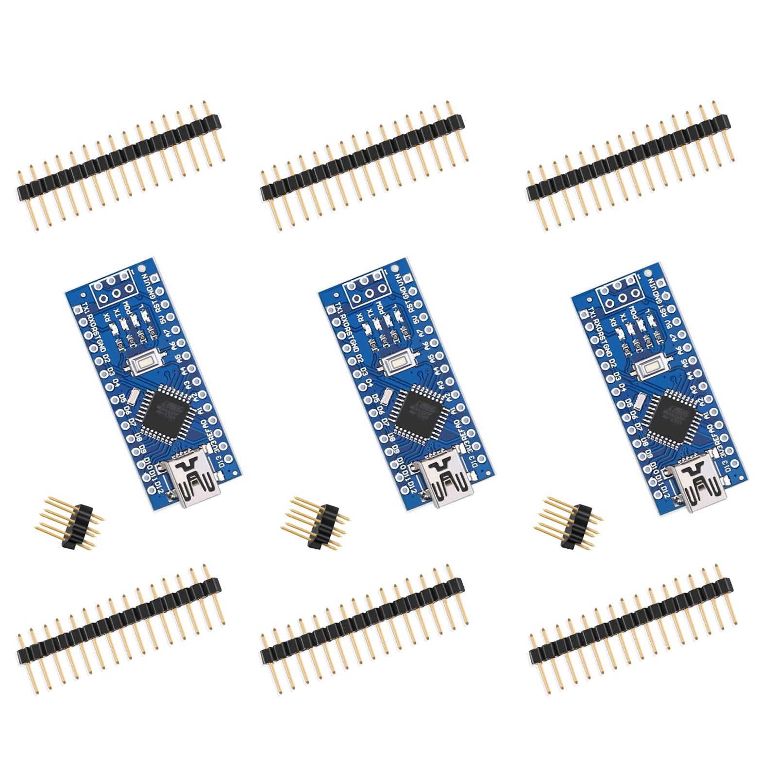 Elegoo Nano Board Ch 340/Atmega+328P Without Usb Cable, Compatible With Arduino Nano V3.0 (Nano X 3 Without Cable)