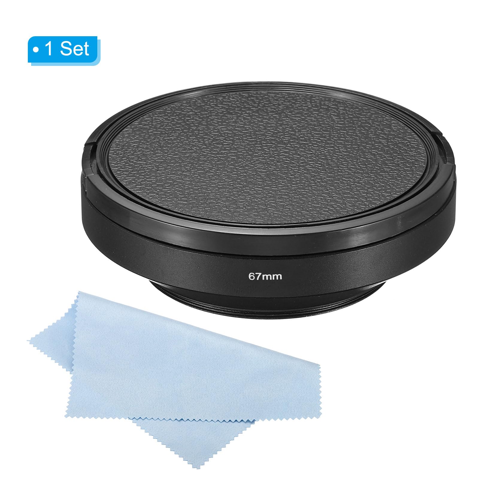 Patikil 67Mm Lens Hood, Wide Angle Matte Surface Anti Reflective Inside Hood With Cap And Cleaning Cloth For Camera Lens, Black