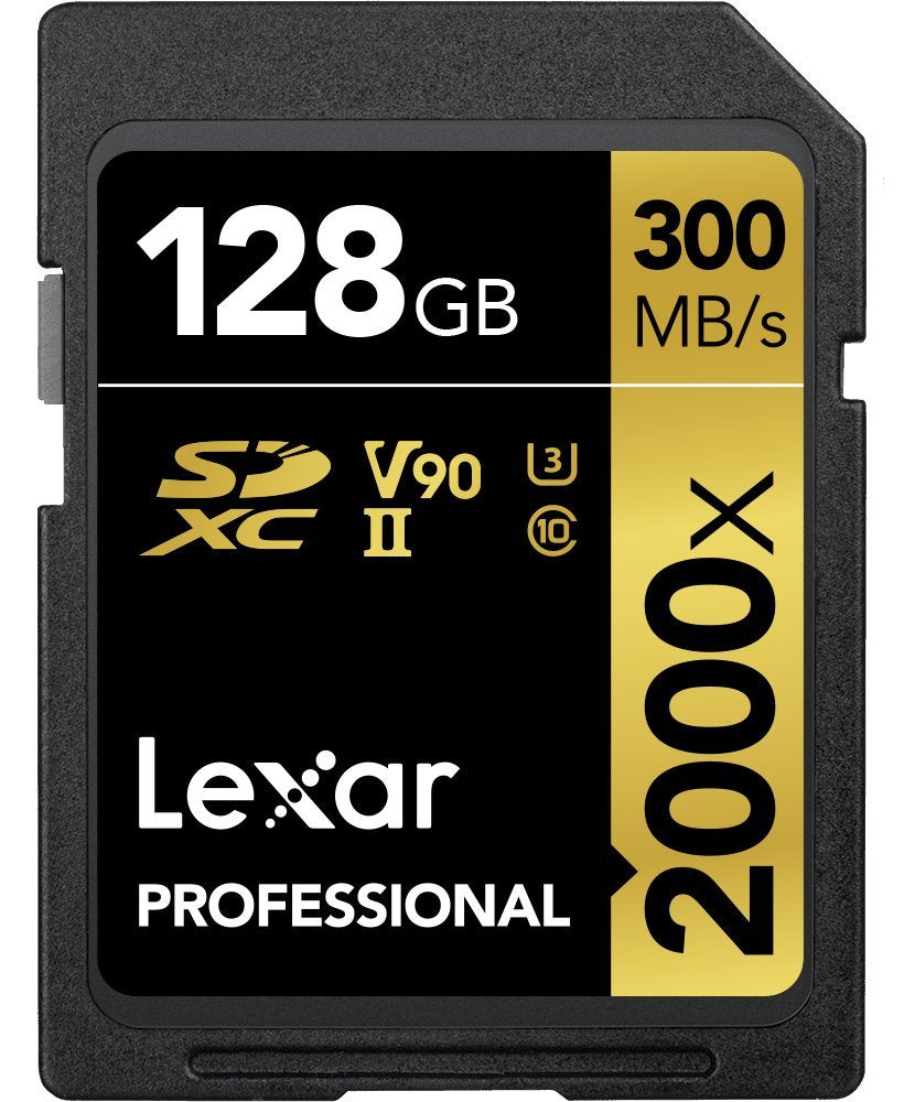 Lexar Professional 2000X 128Gb Sdxc Uhs-Ii Memory Card, C10, U3, V90, Full-Hd & 8K Video, Up To 300Mb/S Read, For Dslr, Cinema-Q