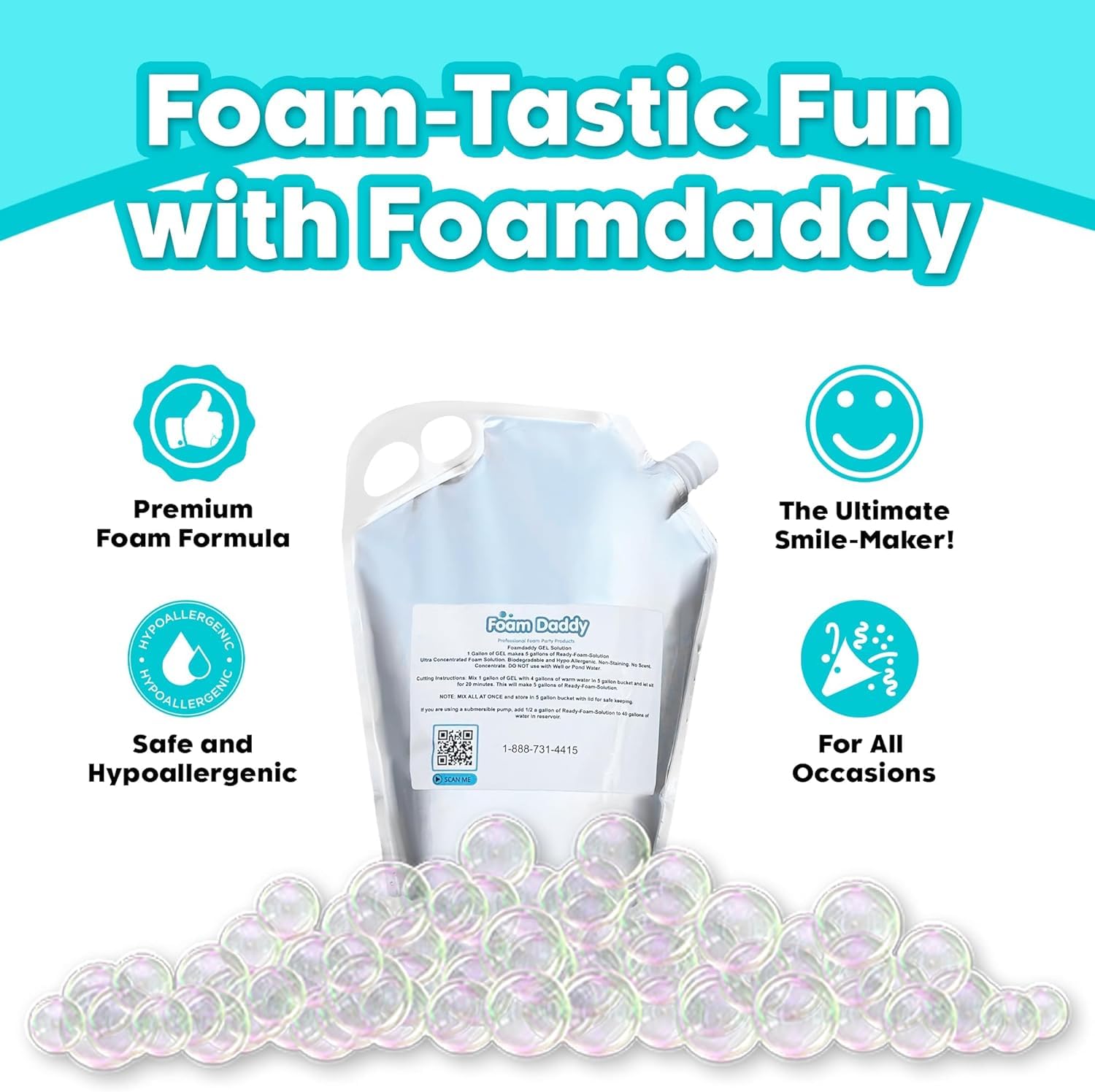 Foam Daddy Foam Machine Gel Solution - Professional Super Stacking Foam Machine Refill, 10 Rounds, Foam Machine Fluid That Makes