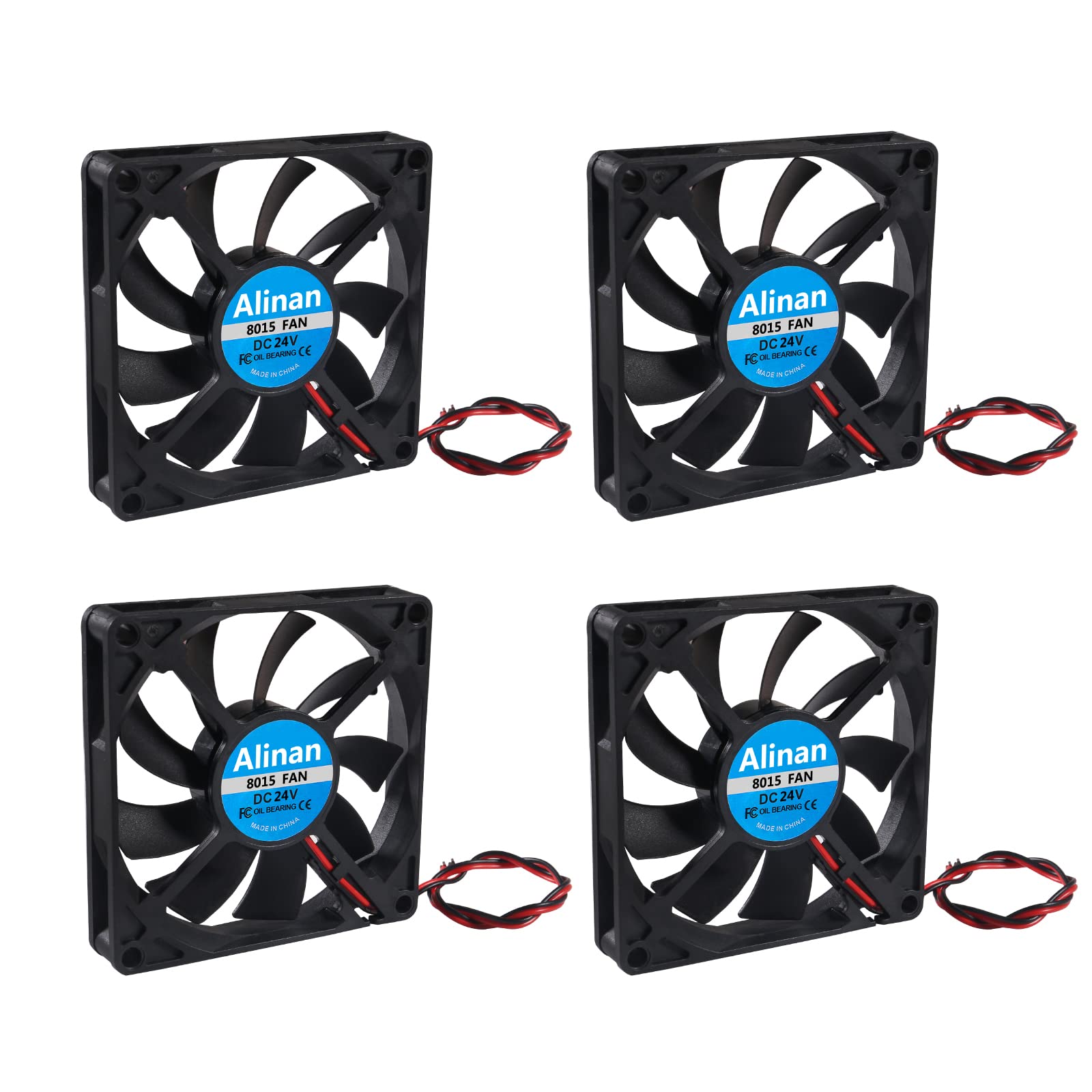 Alinan 4Pcs 8015 24V Fan 80X80X15Mm 2 Pin Sleeve Bearing Brushless Dc Cooling Fan For 3D Printer, Computer