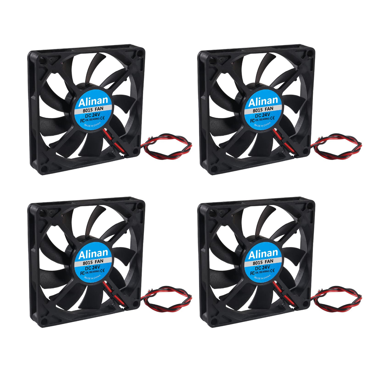 Alinan 4Pcs 8015 24V Fan 80X80X15Mm 2 Pin Sleeve Bearing Brushless Dc Cooling Fan For 3D Printer, Computer