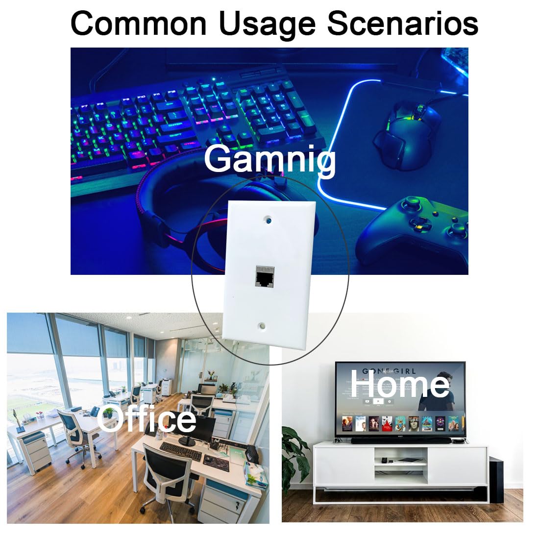 Bupldet 1 Port Cat7 Ethernet Wall Plate Female To Female   Shielded Cat 7 Keystone Jack Outlet Cover Plate For Cat8/Cat7/Cat6E N