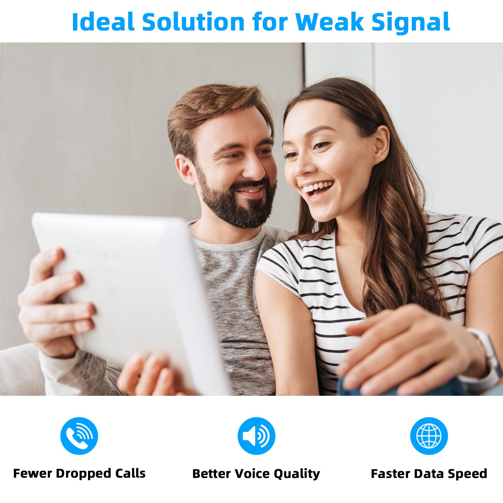 Cell Phone Booster For Home, Up To 6000 Sq.Ft,Cell Phone Signal Booster With 2 Indoor Antennas For Band 66/2/4/5/12/17/13/25,Boo