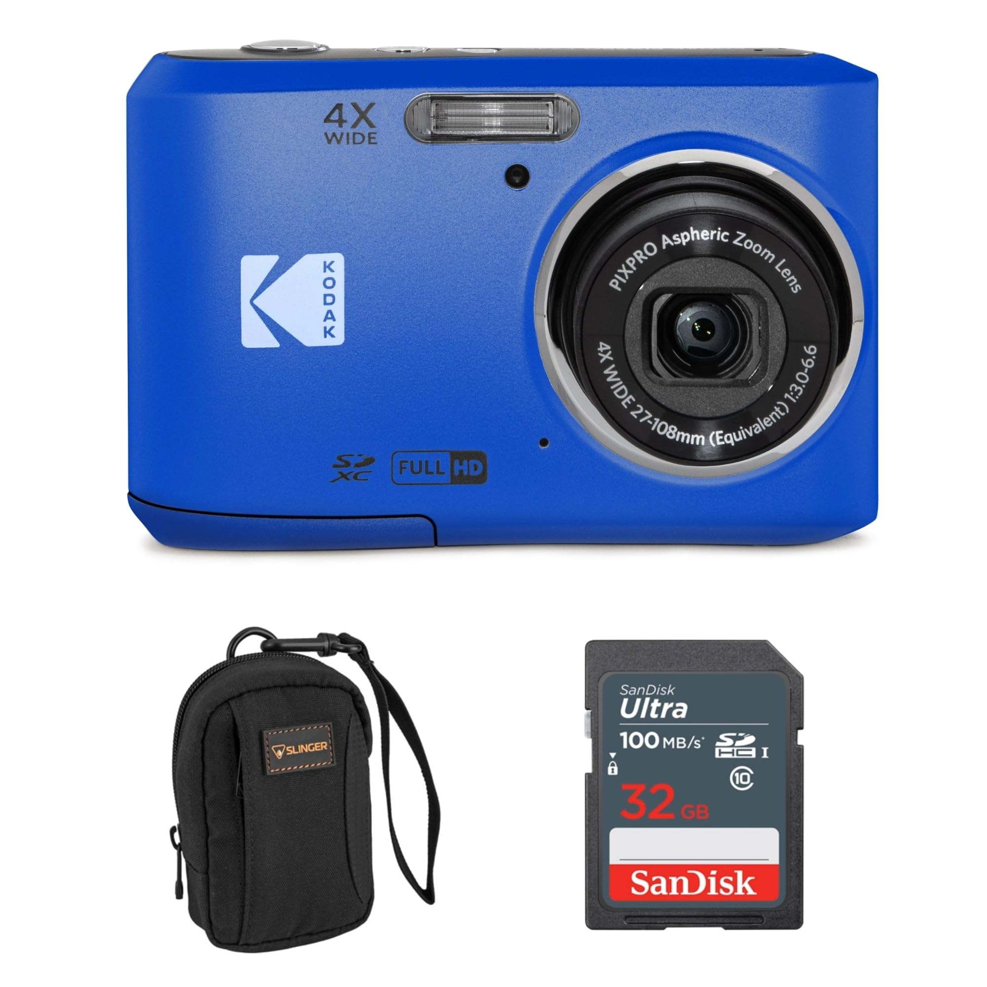KODAK PIXPRO FZ45-BK 16MP Digital Camera 4X Optical Zoom 27mm Wide Angle 1080P Full HD Video 2.7 LCD Vlogging Camera, Blue