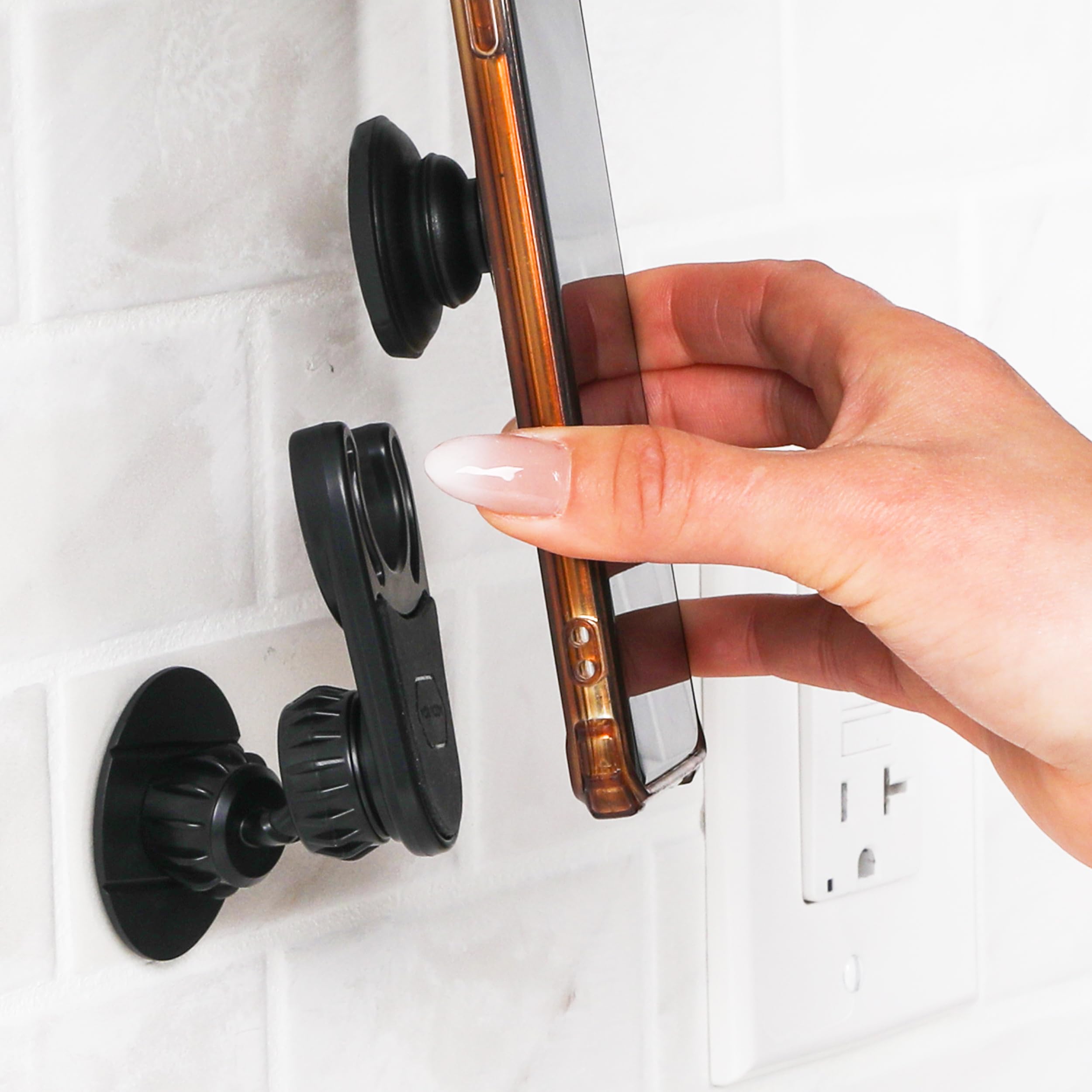 [2-Pack] Desk/Wall Mount For Popsockets - Strong Adhesive Phone Holder For Desk, Wall, Mirror (Not For Car) - Adjustable Angle, 