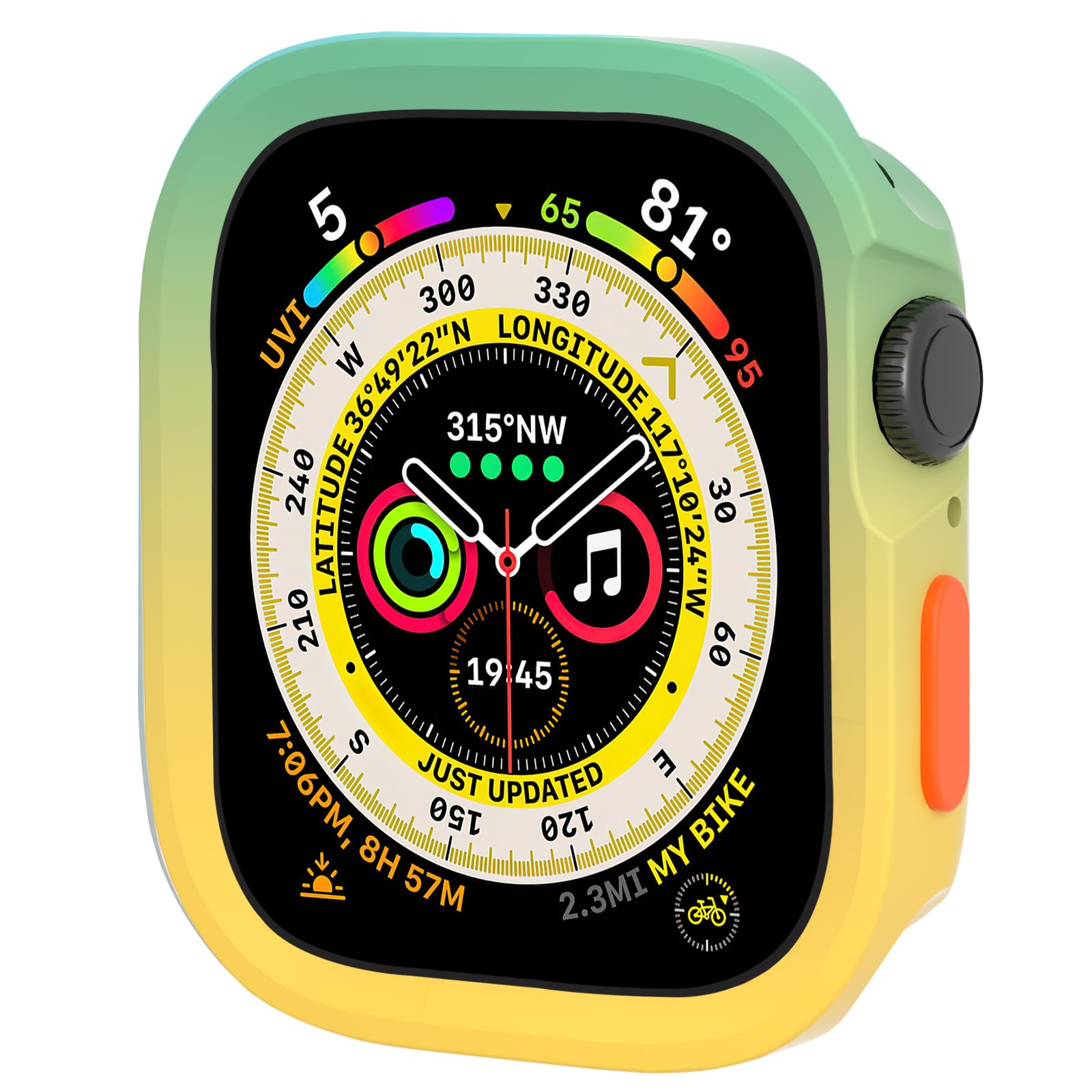 SDOCEBF for iWatch Series 11/10 42mm TPU Case, Slim Shockproof Bumper for Men Women, Green-Yellow