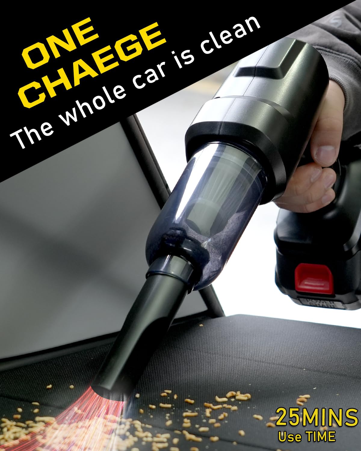 Wokegi 22000Pa High Power Cordless Car Vacuum,4 In 1 Handheld Vacuum Cleaner Wireless,Car Vacuum Cleaner With 180W Brushless Mot