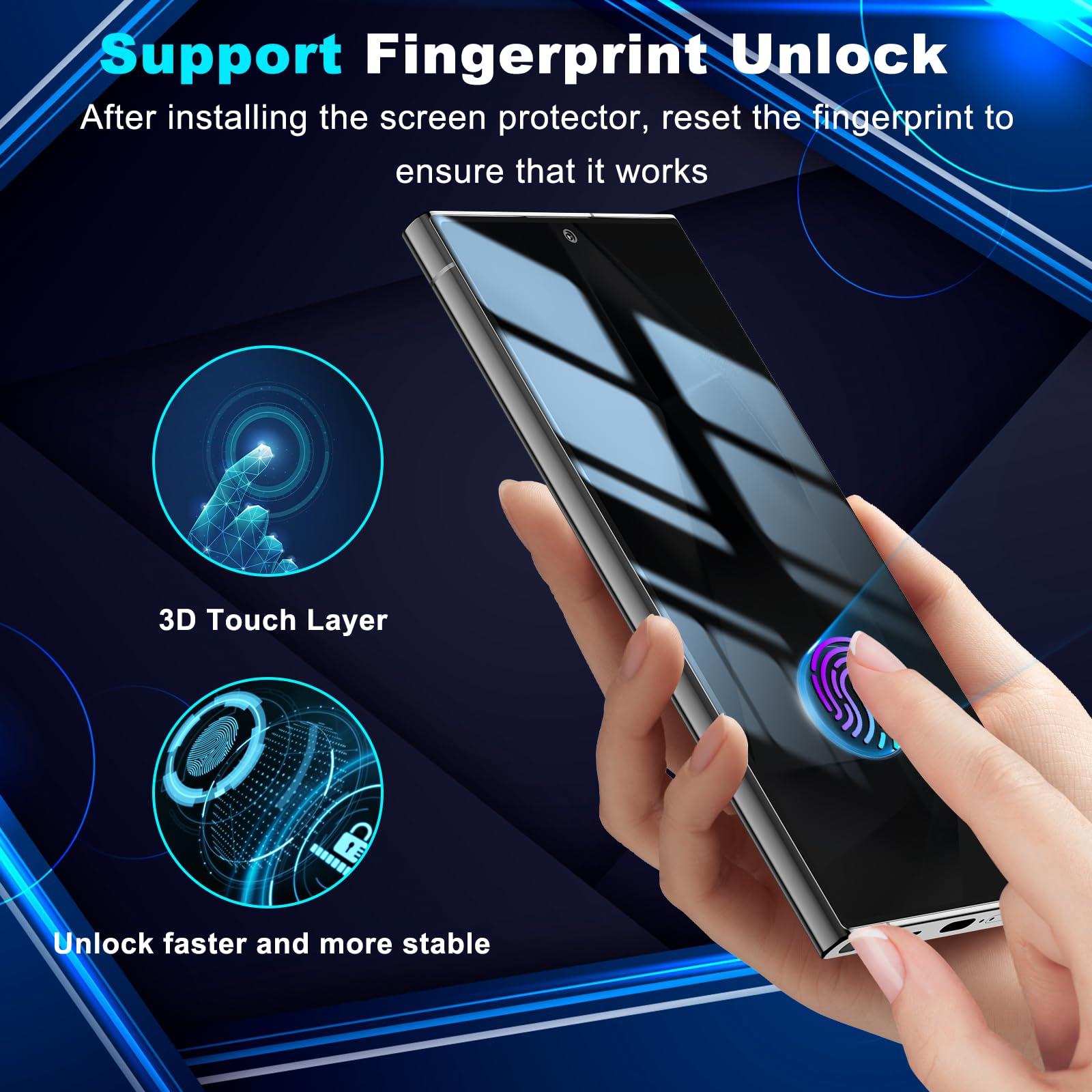 Wyqltd 2 Pack For Samsung Galaxy S24 Ultra Privacy Screen Protector Tempered Glass, Anti Spy, Fingerprint Unlocking, Full Covera