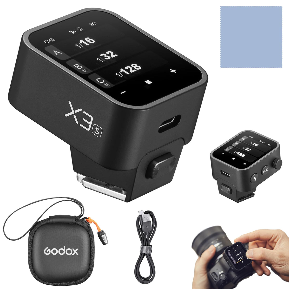 GODOX X3S 2.4G Wireless Flash Trigger Transmitter TTL Autoflash with Large OLED Touchscreen Multiple Flash Modes with USB Port 32 Channels 16 Groups Compatible with Sony Cameras