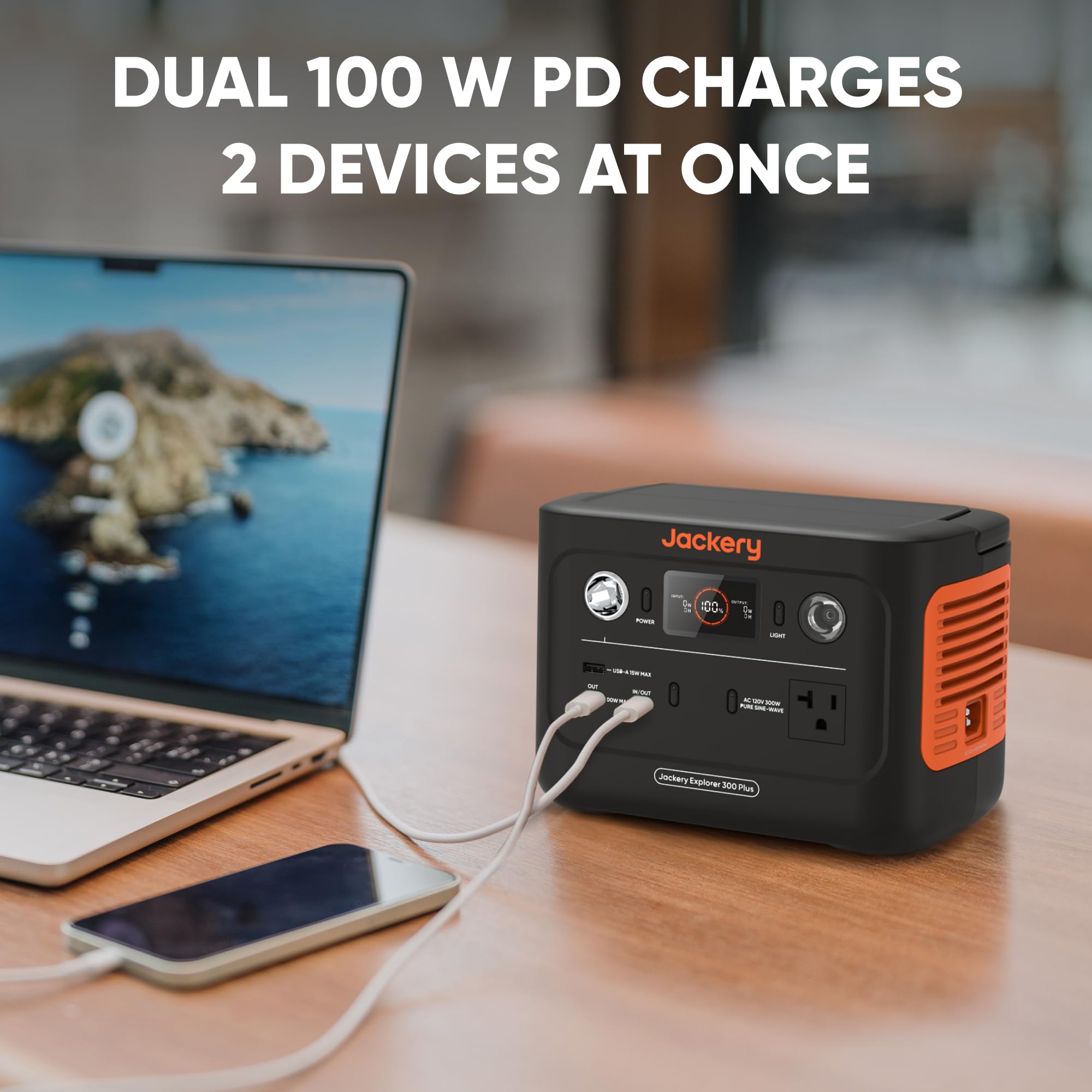 Jackery Explorer 300 Plus Portable Power Station, 288Wh Backup Lifepo4 Battery, 300W Ac Outlet, 3.75 Kg Solar Generator For Rv,