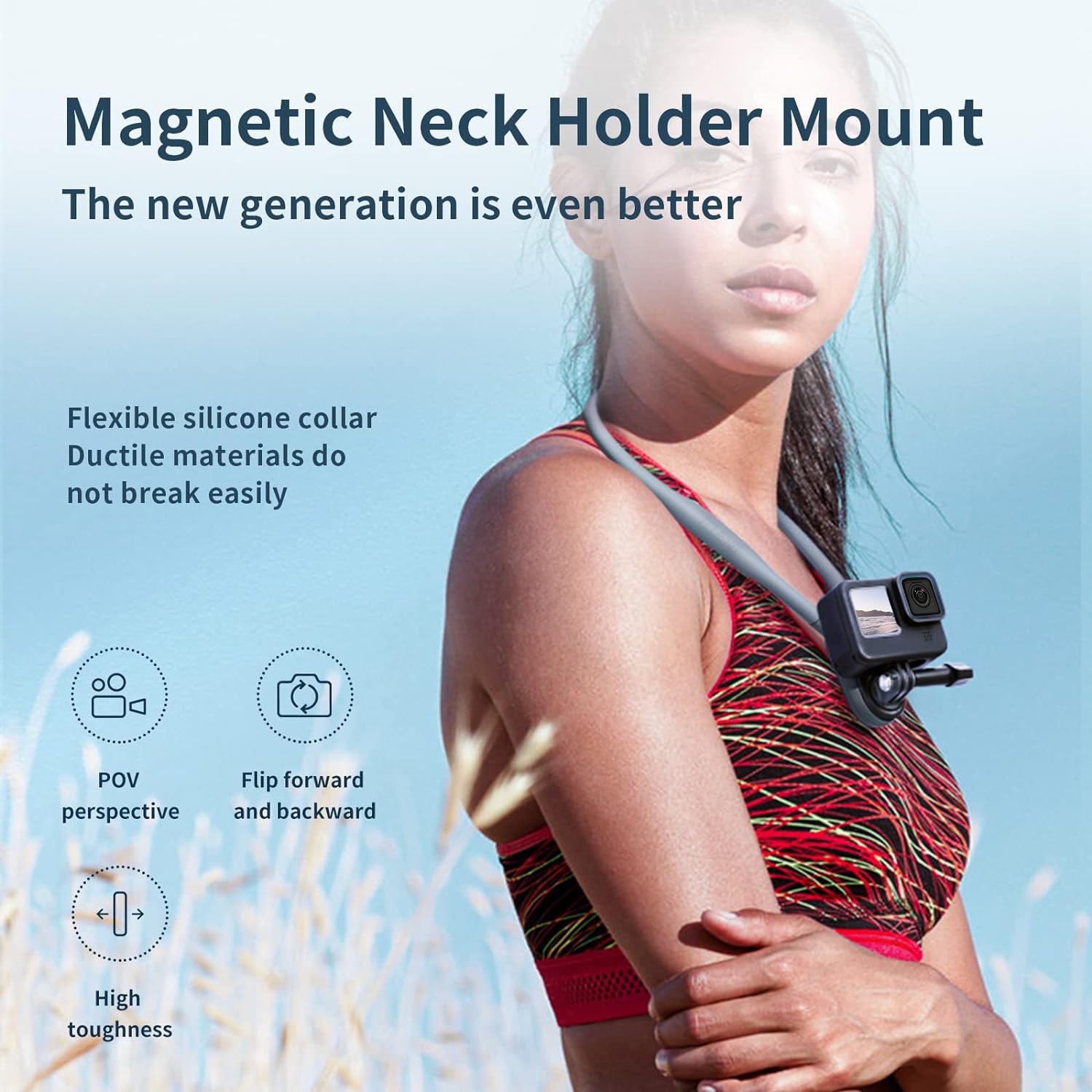Telesin� Plus Magnetic Neck Mount For Go Pro Phone Holder, Quick Release Pov Video Vlog Flexible Angle Necklace Holder For Gopro Hero 13 12 11 10 9 Insta360 X3 X4 Dji Action 3 4 5 Pro Iphone Android