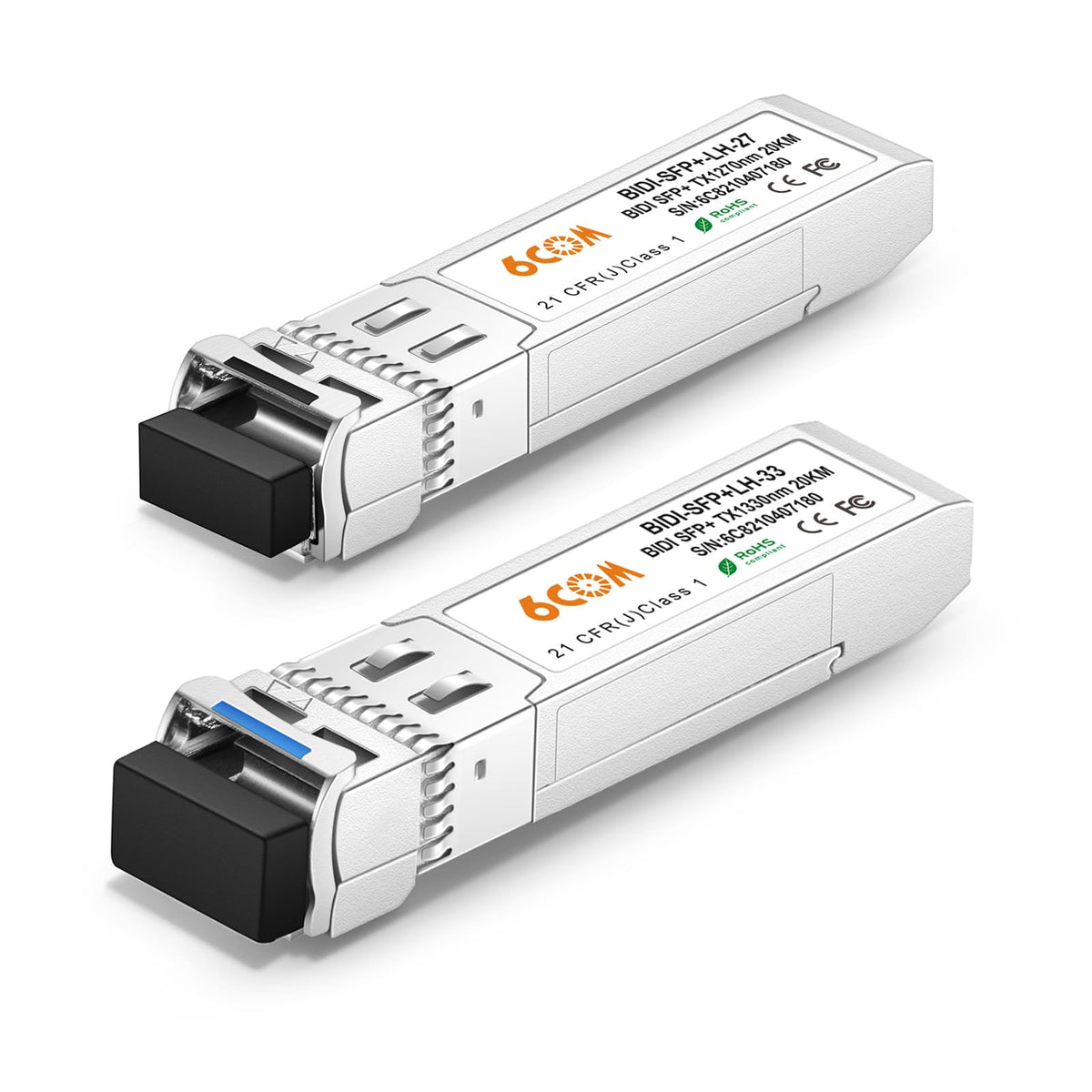 6Comgiga A Pair Of 10G Sfp+ Bidi Transceiver, 10Gbase Bidi 1270Nm/1330Nm Smf, Up To 20Km, Compatible With Cisco, Ubiquiti, D Lin