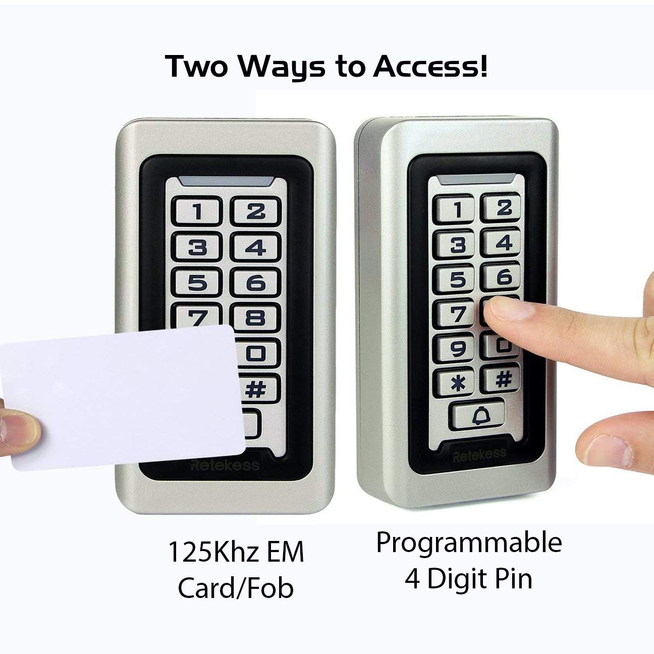 Ares Vision Standalone Slim Access Control Keypad & 125Khz Em Reader, Back Lit Keys, Waterproof & Vandal Proof (Axs Slim)
