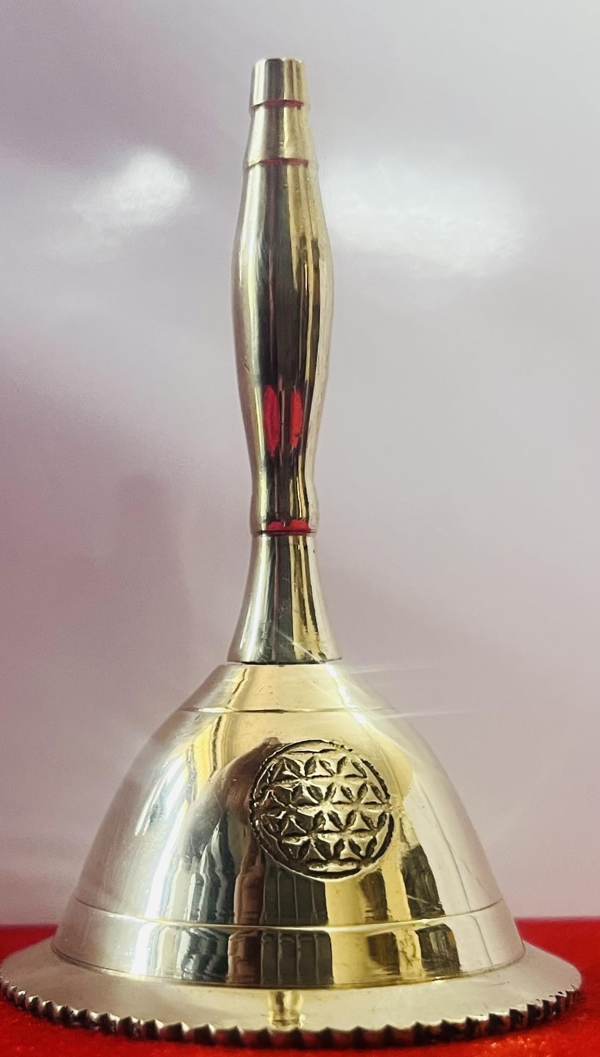 Indian Consigners Hand Bell Loud Brass Call Bells 3 Inches Altar Pendulam Use (Flower Of Life)