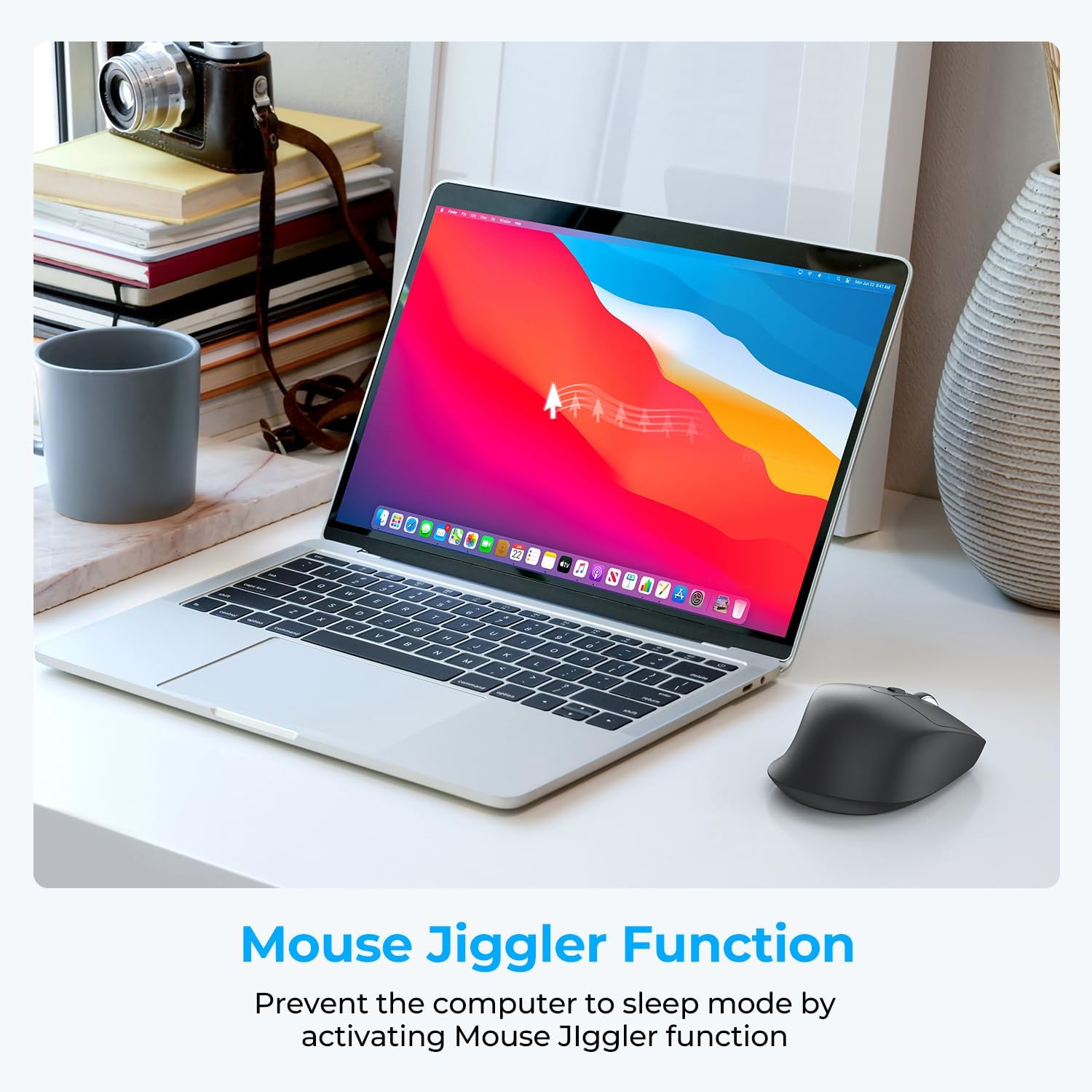 Iclever Bluetooth Mouse, Md360 Wireless Ergonomic Mouse With Mouse Jiggle, Rechargeable Computer Mouse For Multi Devices(Bt+2.4G