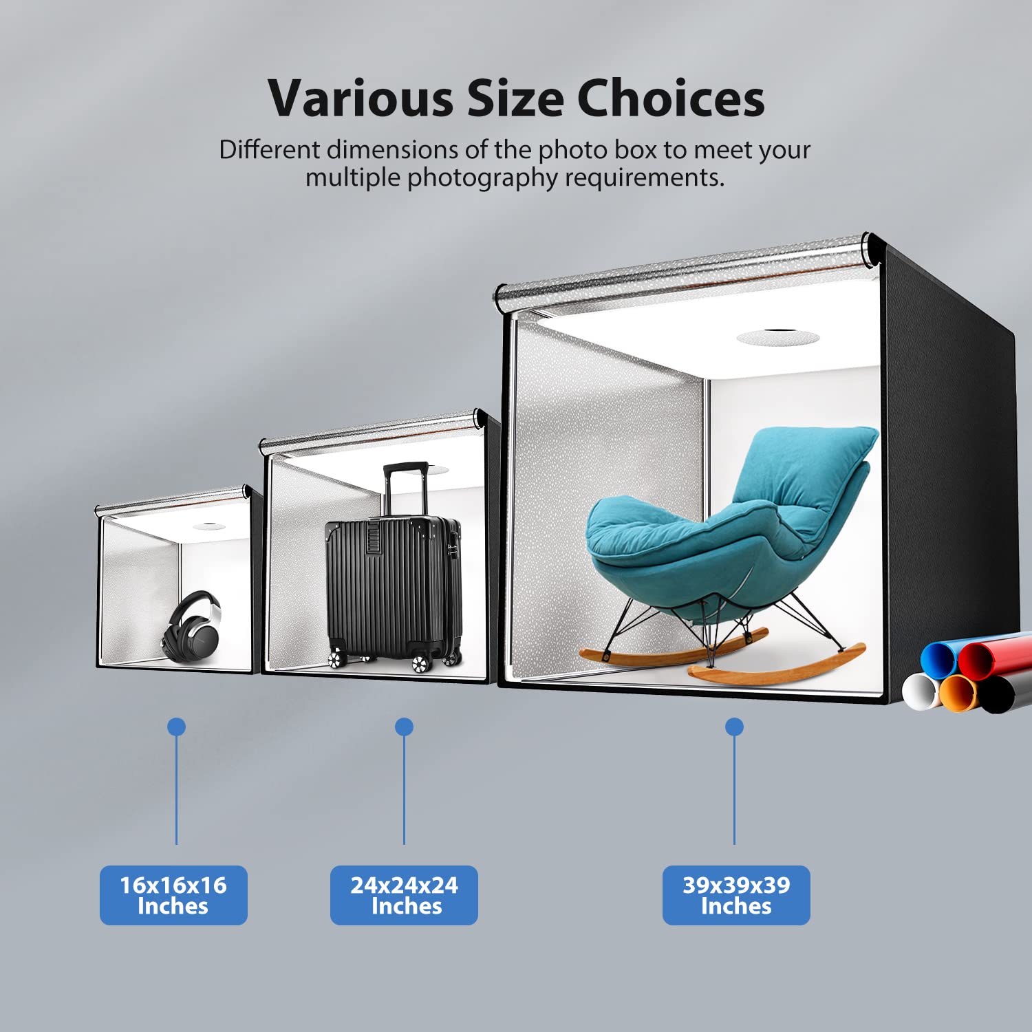 Takerers Photo Studio Light Box,39X39 Inch/100X100Cm 210 Led Professional Photo Background Shooting Tent With 3 Stepless Dimming