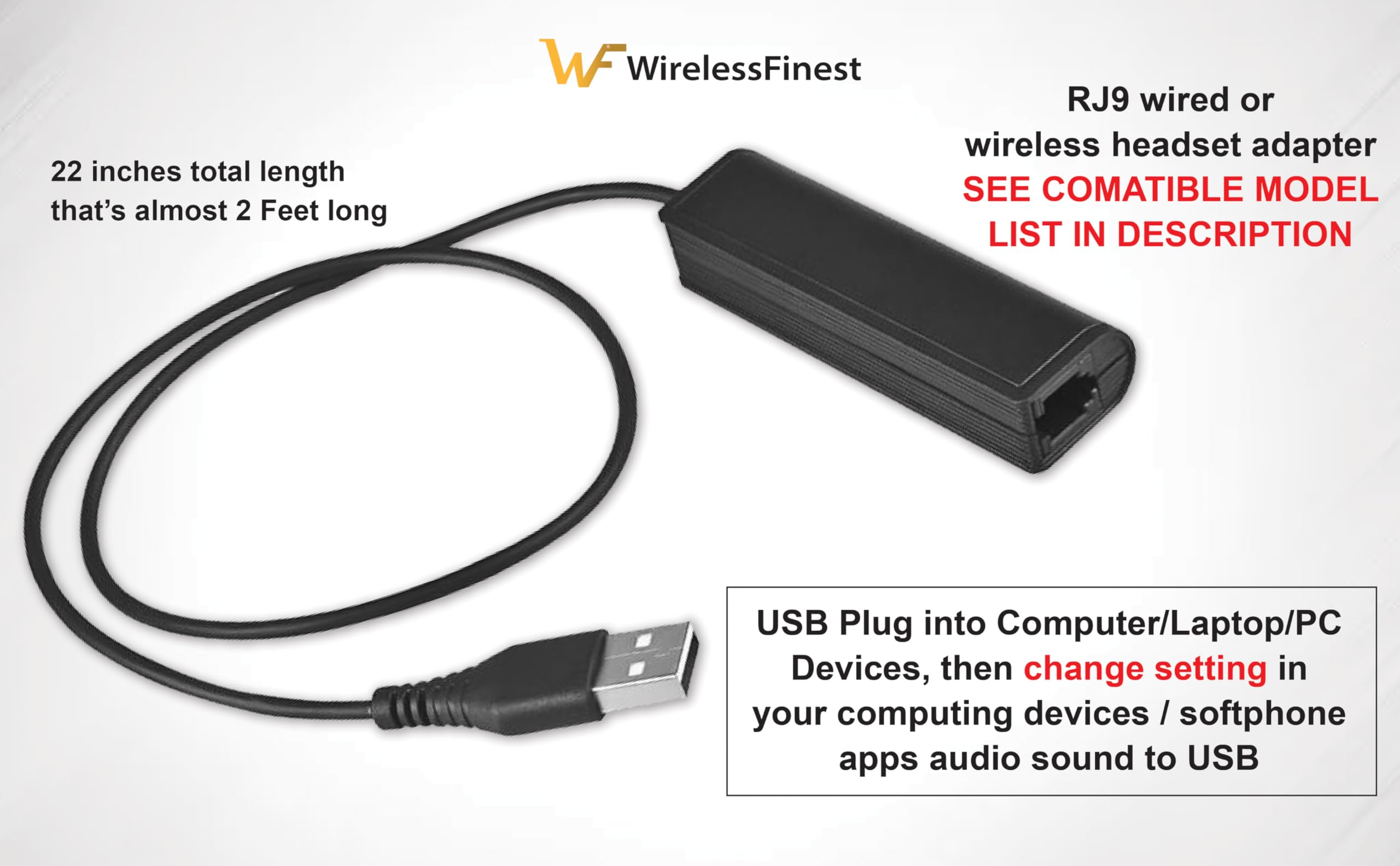 Rj9 Plug To Usb Headset Adapter Compatible With Plantronics Jabra Sennheiser Wireless Dect Headsets For Use With Computers Pc La