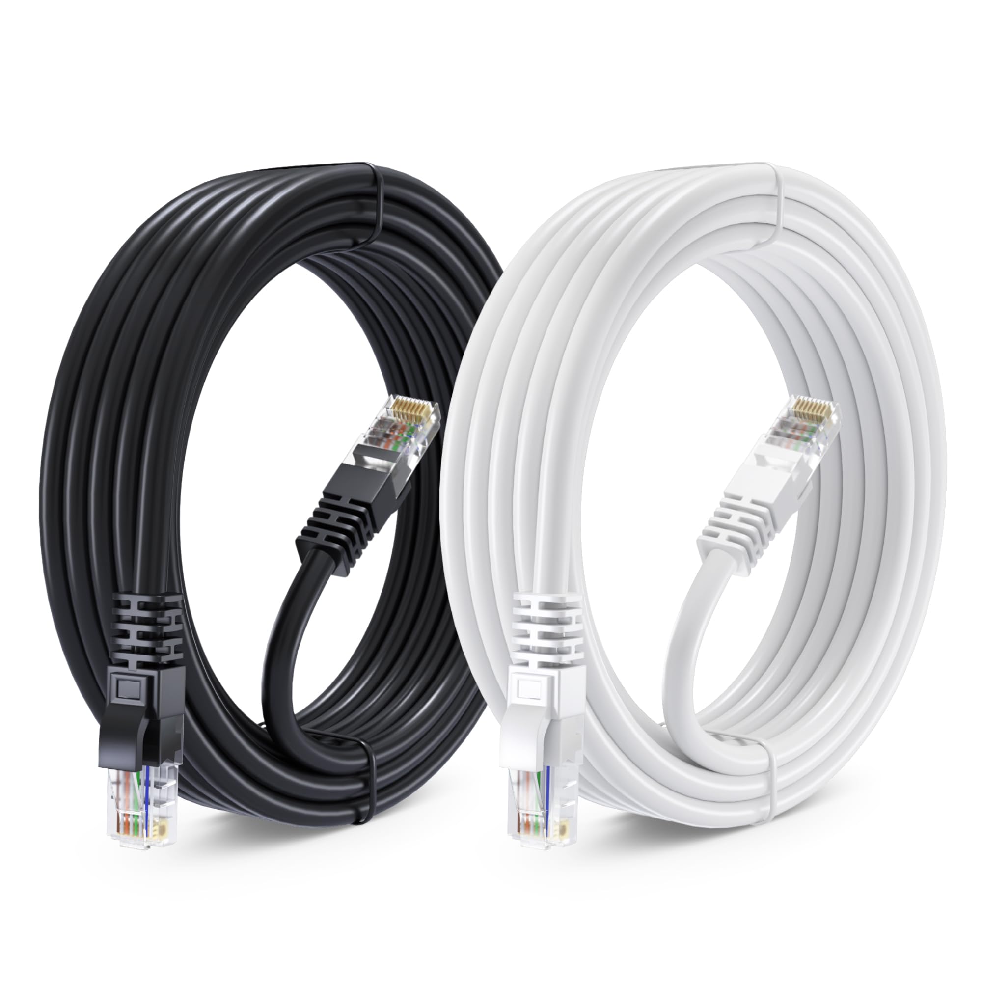 Maximm Cat 6 Ethernet Cable 15 Ft (2 Pack)   High Speed Lan Cable, Internet Cable, Patch Cable, And Network Cable   Utp, 10Gbps, 550Mhz Cat6 Cable   Black & White