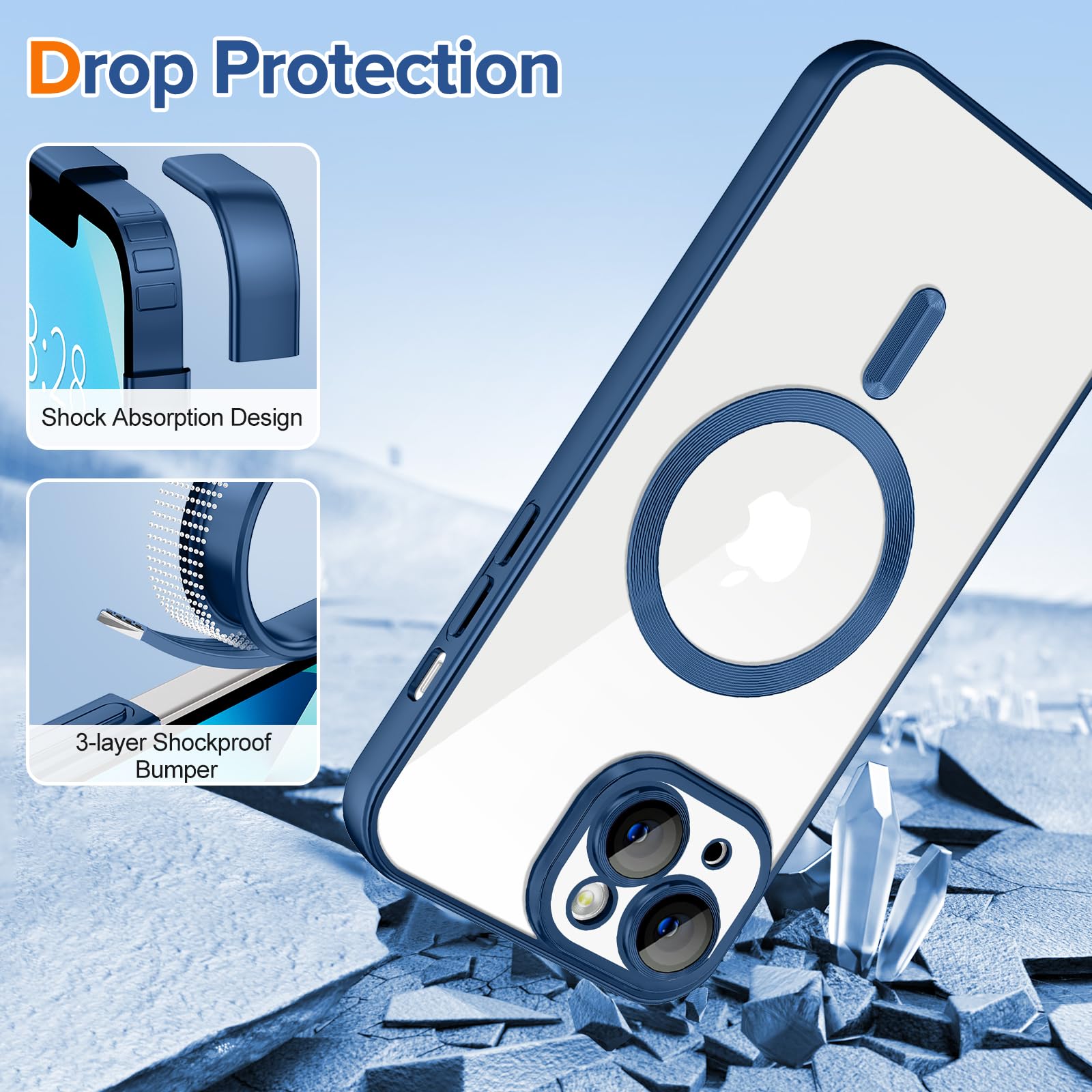 Hython Magnetic Clear Case For Iphone 13 Case With Camera Lens Protector [Compatible With Magsafe] Luxury Plating Edge Slim Soft