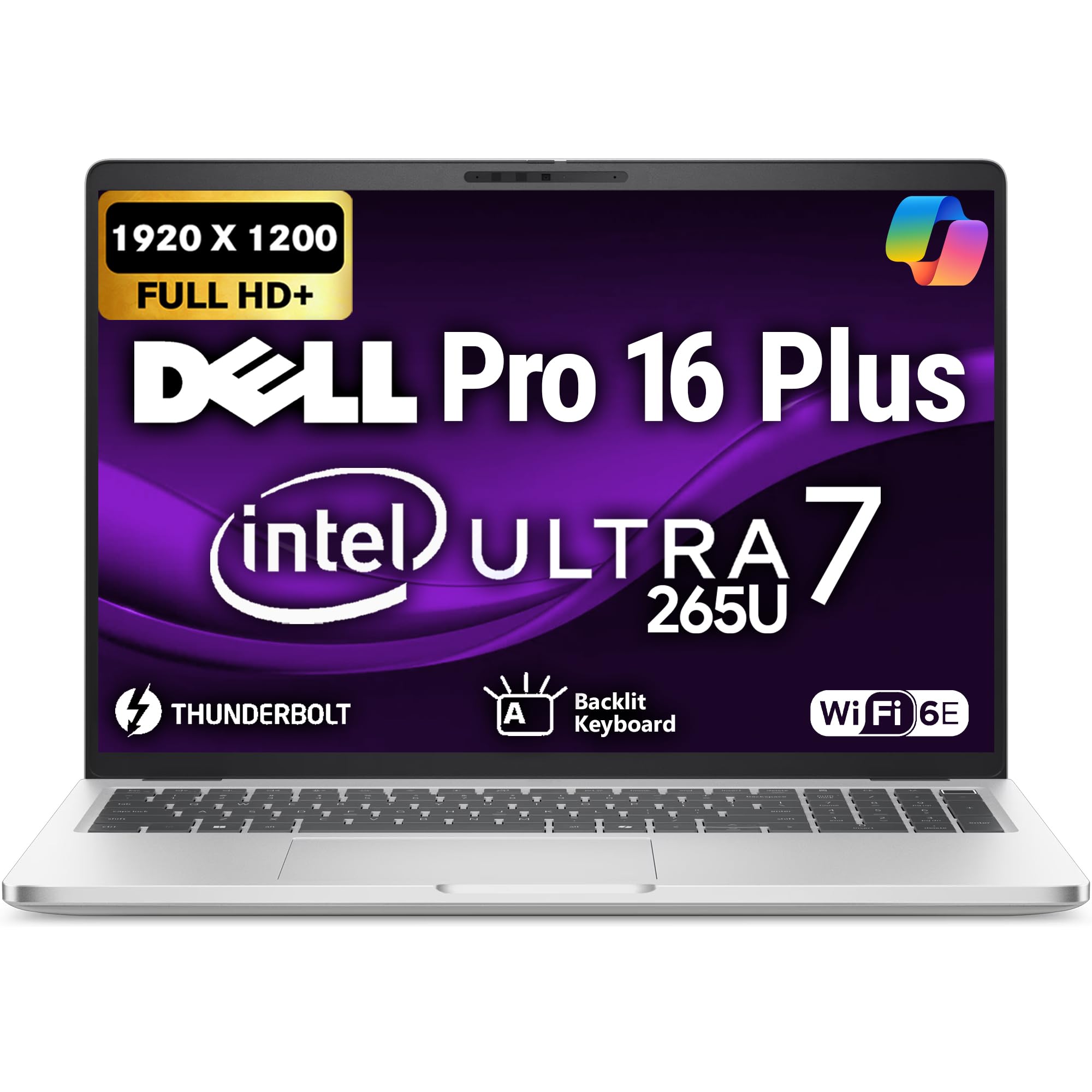 Dell Pro 16 Plus PB16250 (Replaces Latitude 5550) AI Business Notebook 16 FHD+ Intel Core Ultra 7265U, 64GB DDR5 RAM, 1TB SSD,