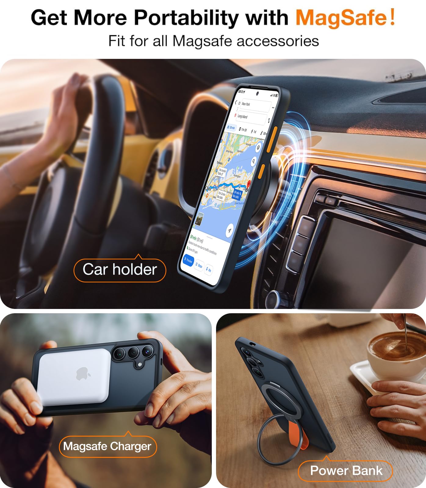 Torras Magnetic Guardian Designed For Samsung Galaxy S24 Case 6.2'', Compatible With Magsafe, Military Grade Drop Tested Translu