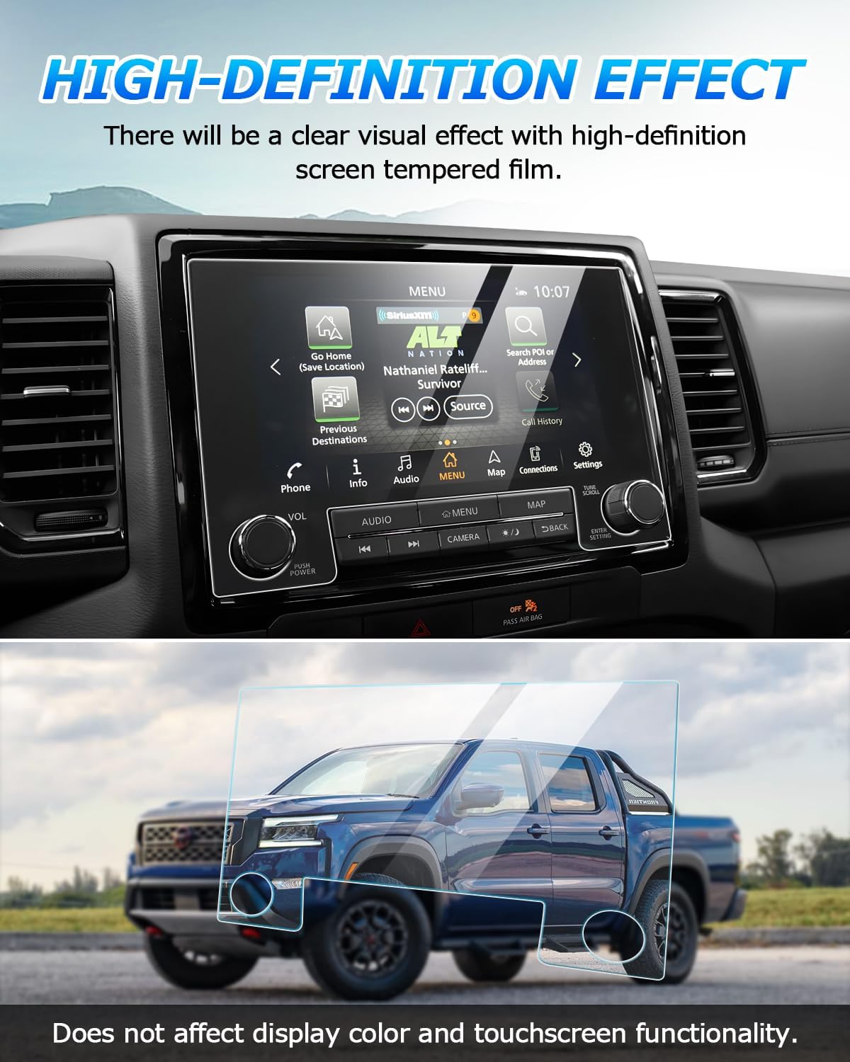 Autorder 2Pcs Screen Protector For Nissan Frontier 2022 2023 2024 2025 Accessories 9 Inch Tempered Glass 9H Navigation Touchscre