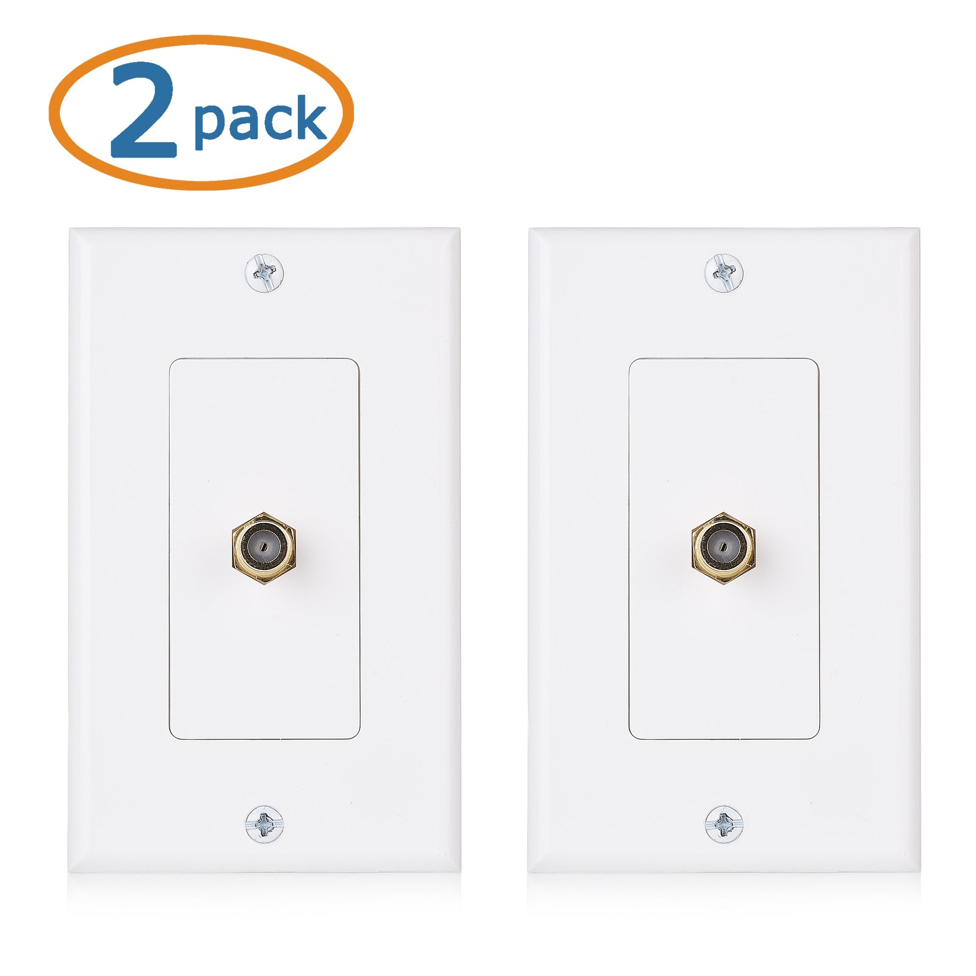 Cable Matters 2 Pack 1 Port TV Cable Wall Plate (Coax Wall Plate) in White