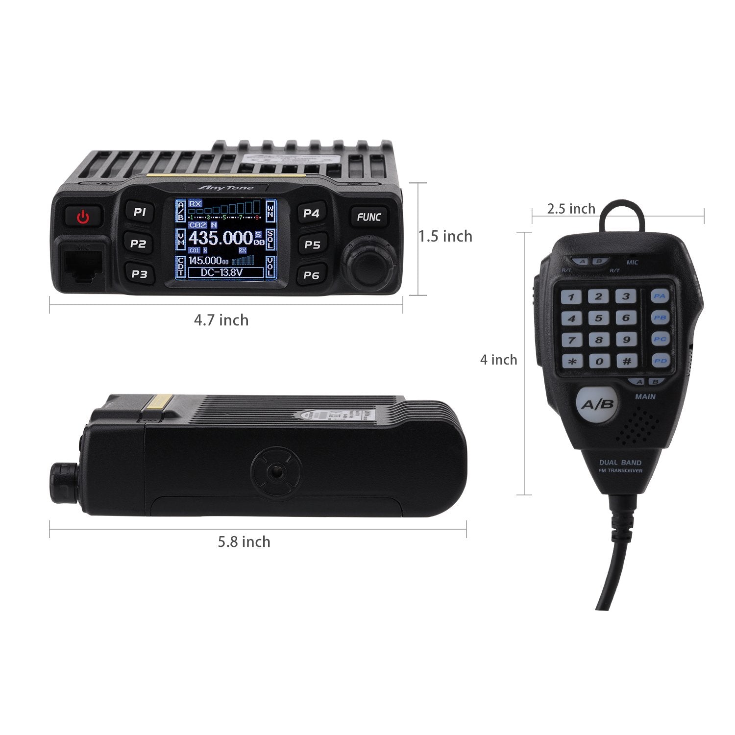 Anytone At 778Uv Dual Band Transceiver Mobile Radio Vhf/Uhf Ham Radio For Vehicle Car Radio