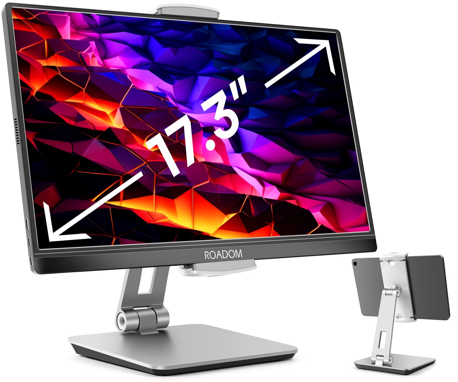 Roadom Tablet Stand For Desk, Adjustable 360 Swivel Bracket, 180 Tiltable Clamp,Foldable Tablet Holder For 4.7 17.3'' Phone/Ipad