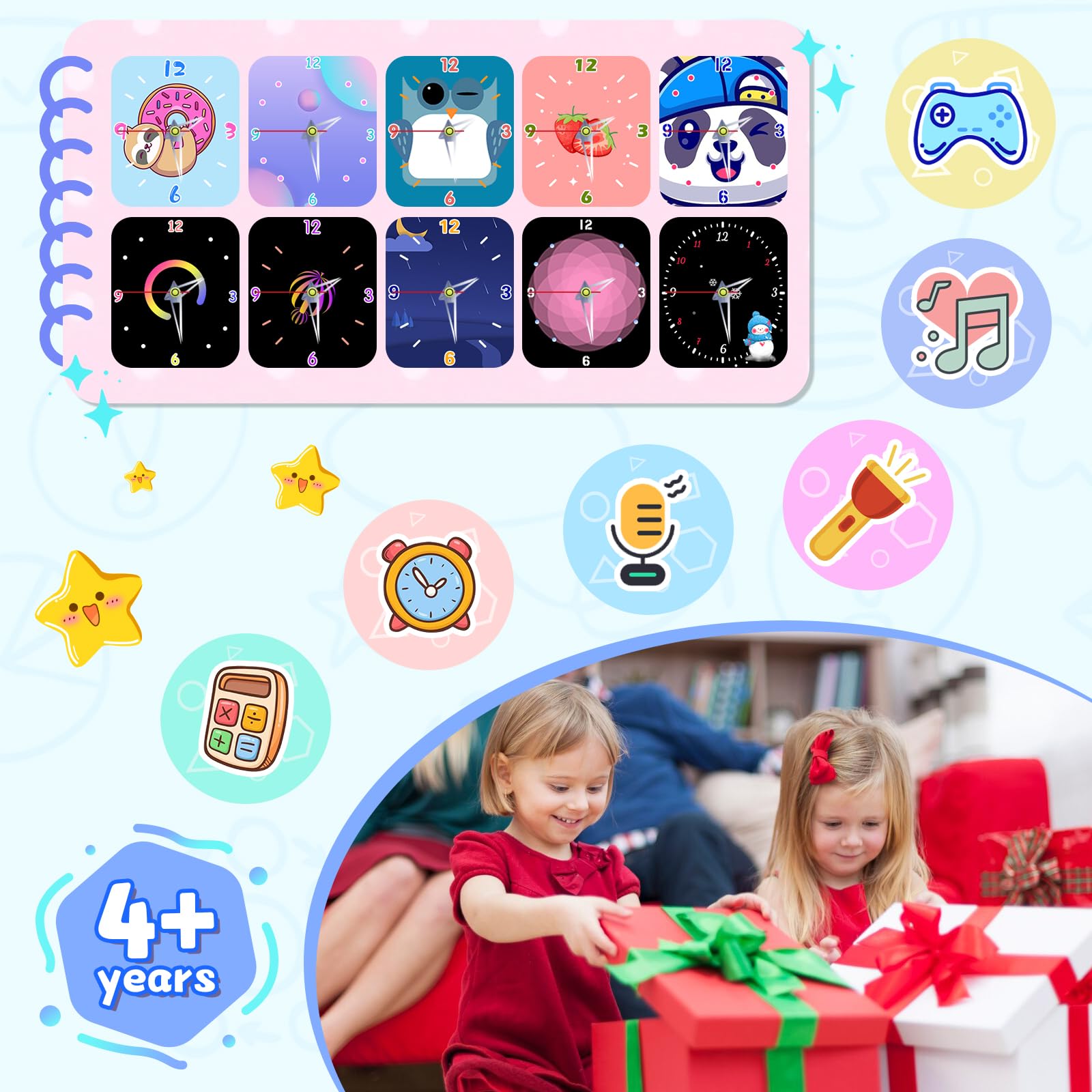 Xipax Smart Watch For Kids Suitable For Boys And Girls 4-12 Years With 19 Games Camera Video Music Alarm Clock Audiobook Learn C