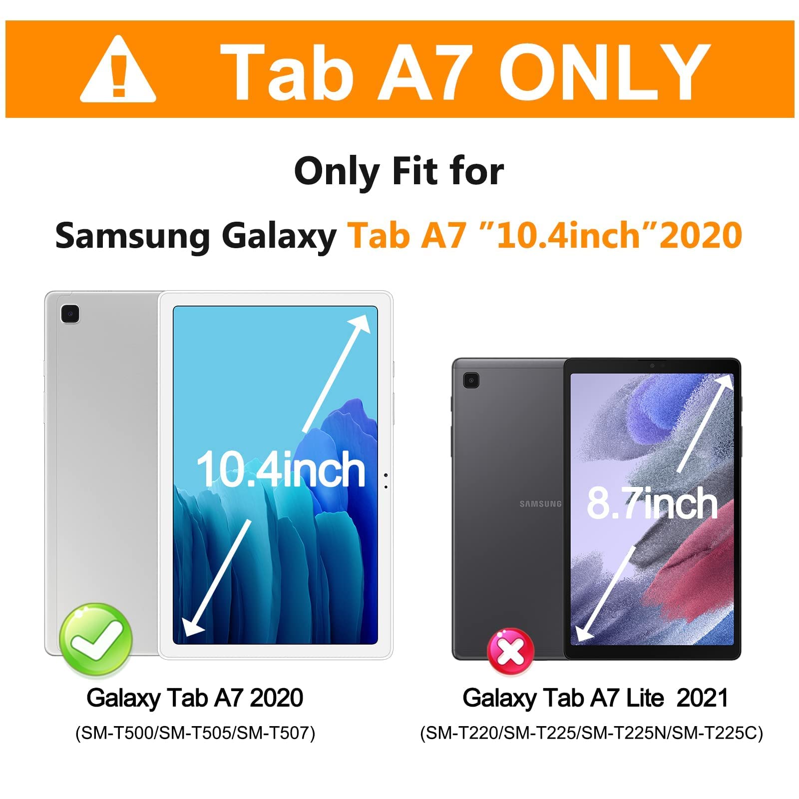 Braecnstock For Samsung Galaxy Tab A7 10.4 Inch Case 2022/2020 (Sm T500/T505/T509) With Screen Protector Shockproof Protective T